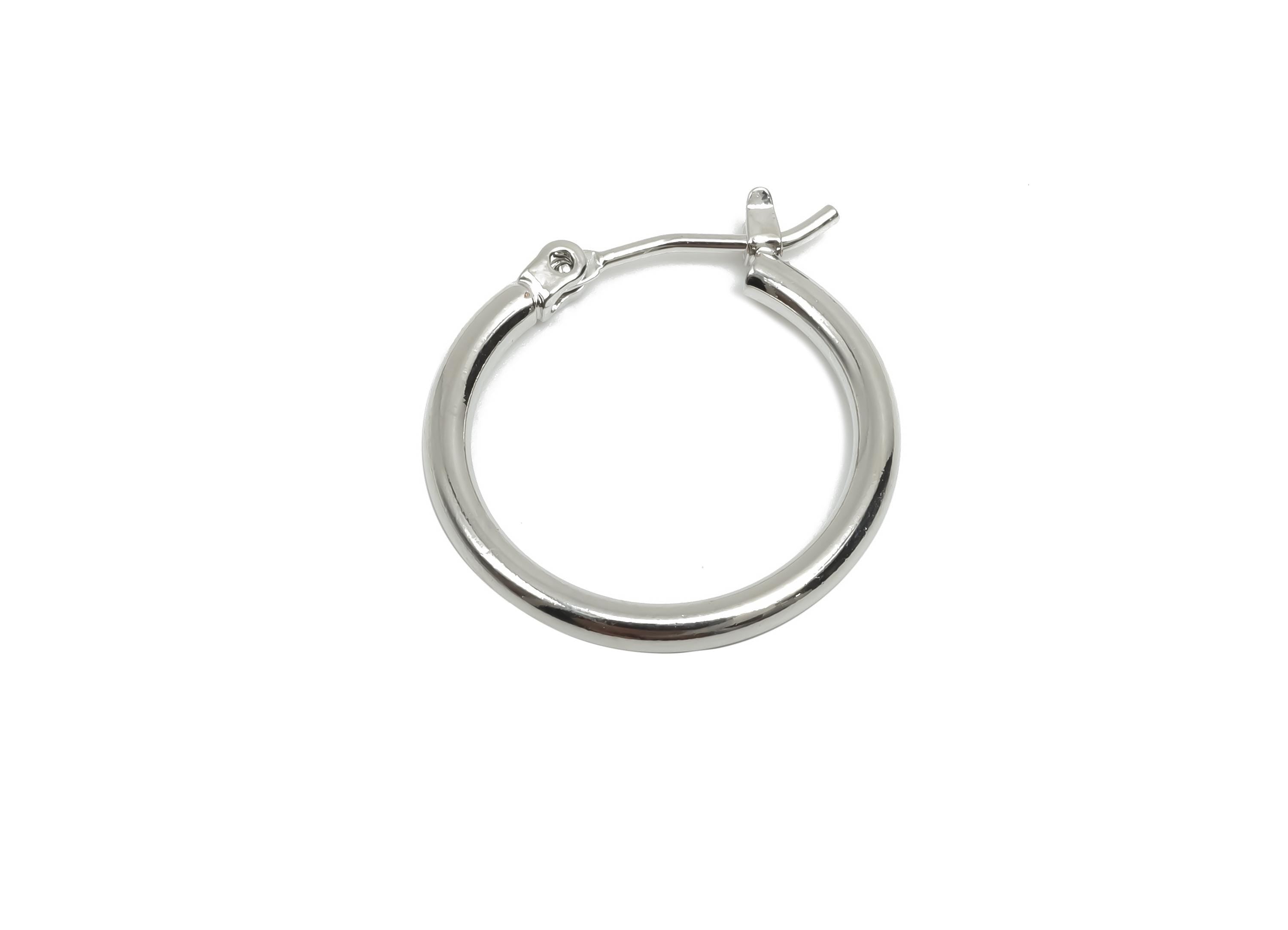20mm Round Wire Hoop Earring - Brass Hinged Back Earring -  Circle Hinged Back Earring - 18K Real White Gold Plating - 19x19x2mm -RGP8103-20 - DOMEDBAZAAR