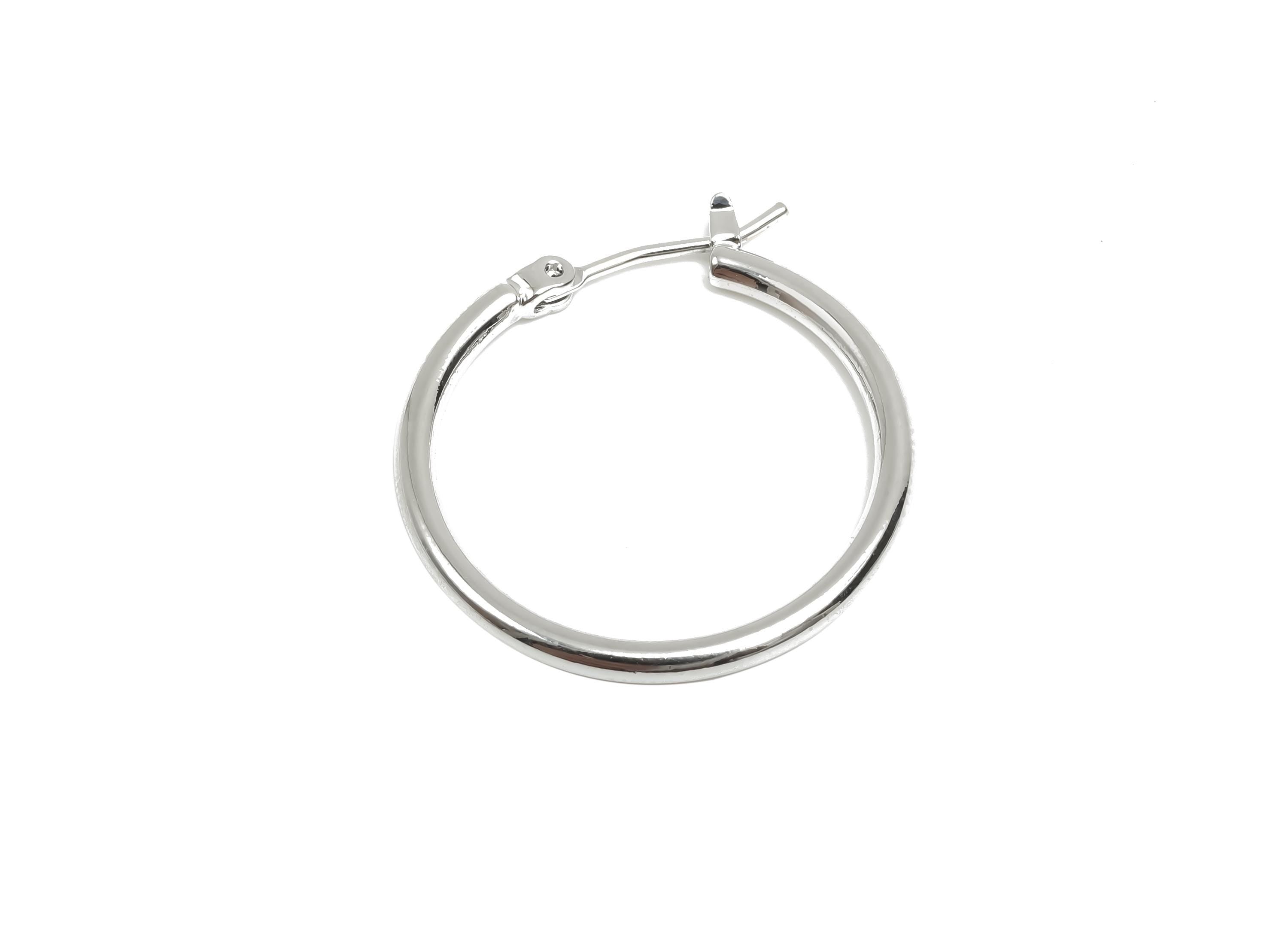 25mm Round Wire Hoop Earring - Brass Hinged Back Earring - Hinged Back Earring - 18K Real White Gold Plating - 24x24x2mm - RGP8103-25 - DOMEDBAZAAR
