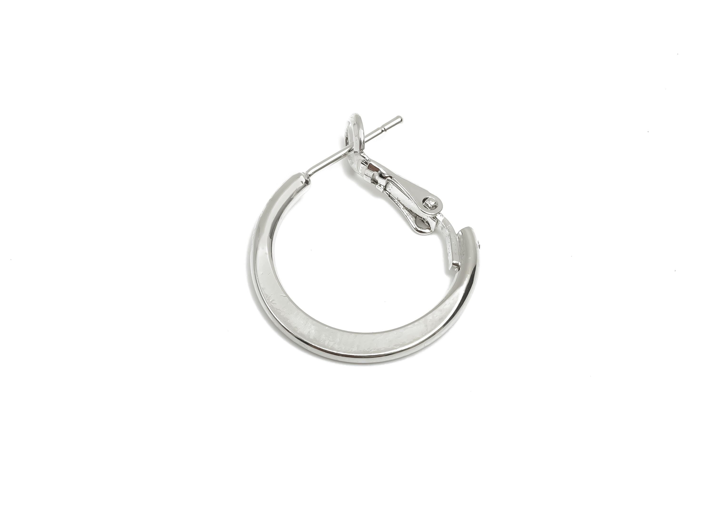 20mm Round Hoop Earring - Brass Clasp Back Earring - Brass Hoop Clasp  Earring - 18K Real White Gold Plating - 19x19x1.72mm - RGP8104-20 - DOMEDBAZAAR