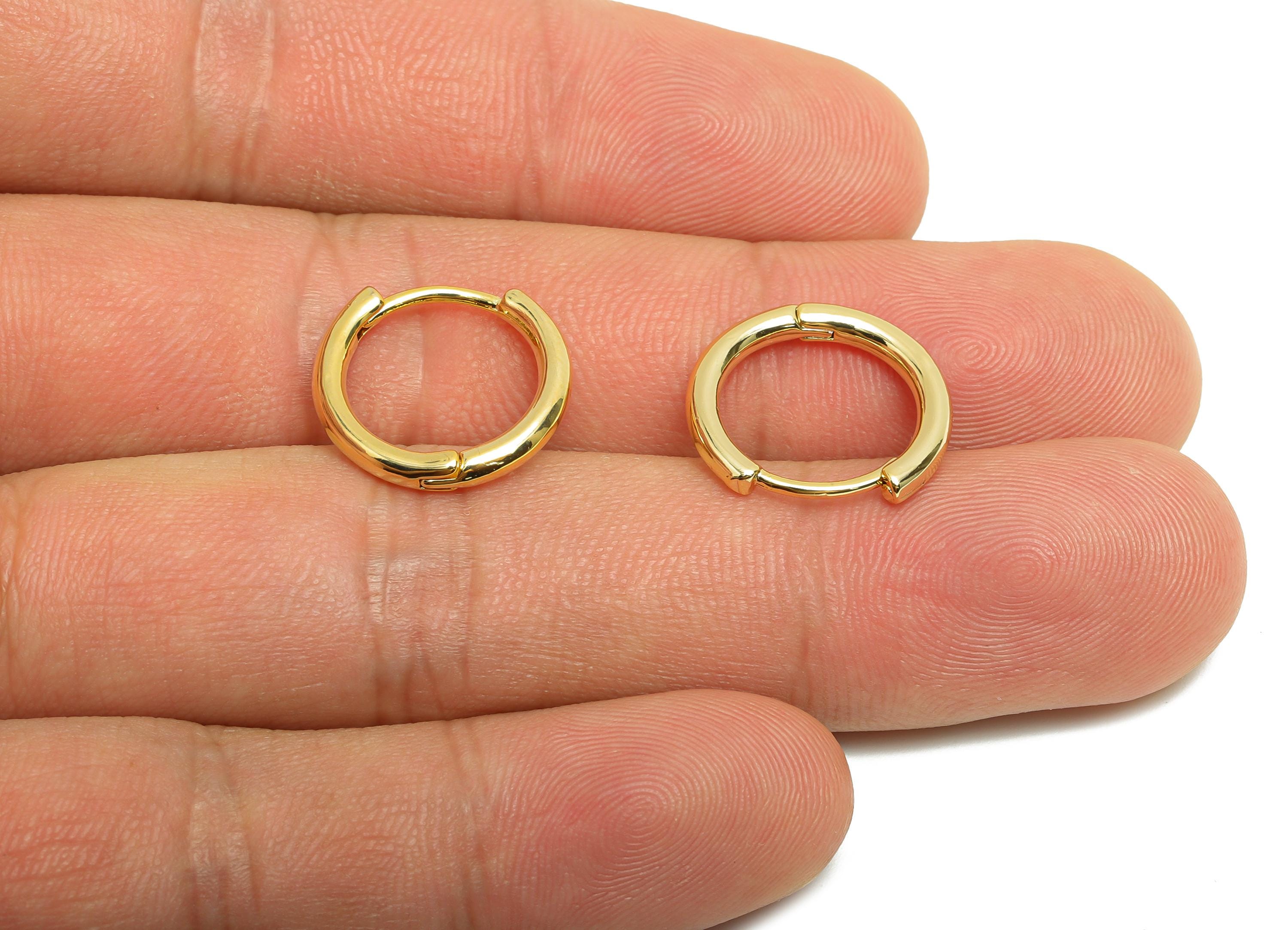 Brass Round Hoop Earring - Gold Huggie Earring for Girl&#39;s - Circle Daily Wear Earring - 18K Real Gold Plating - 15x15.9x2.12mm - RGP8577 - DOMEDBAZAAR