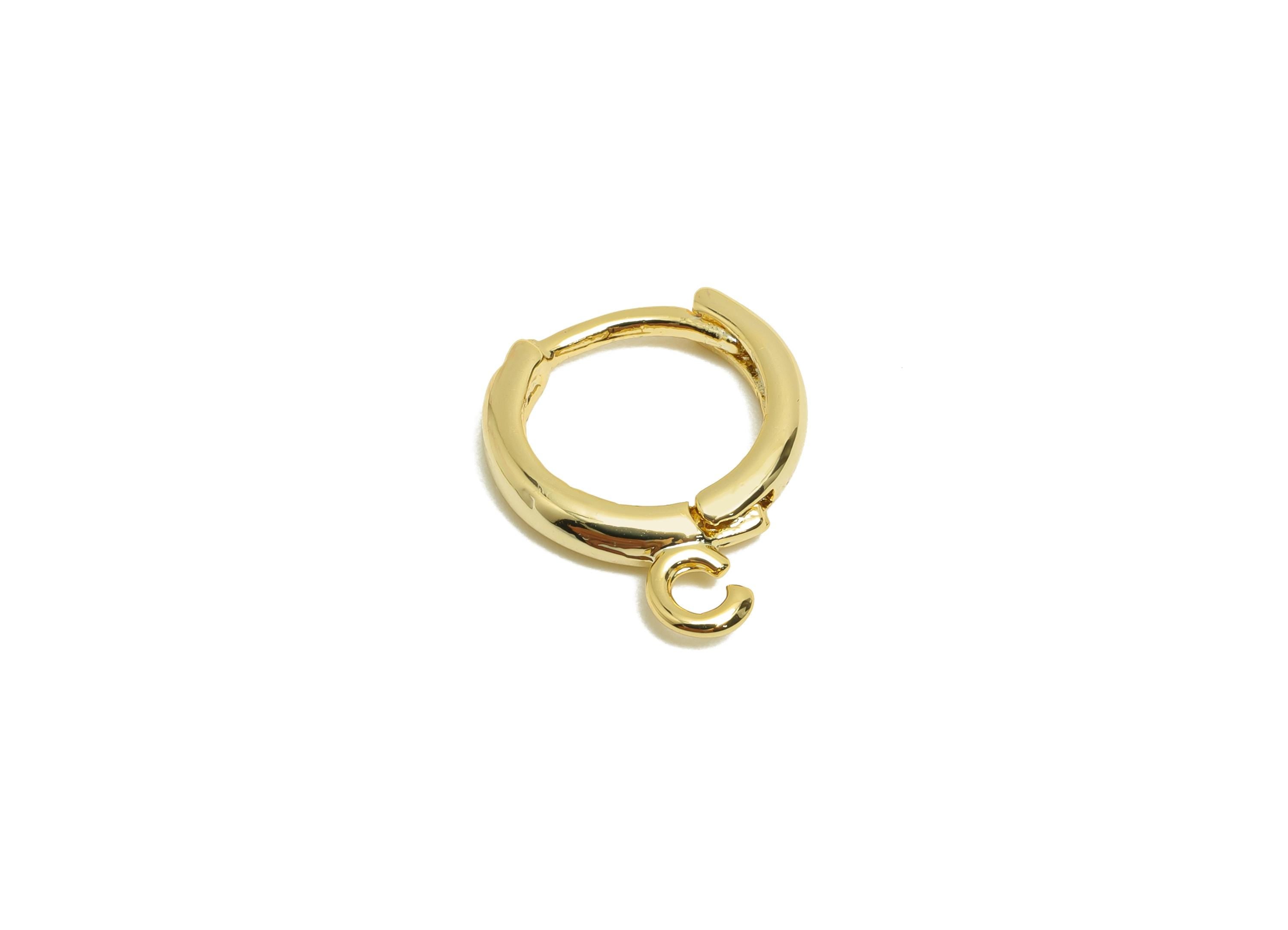 Brass Round Hoop Earring - Gold Huggie Earring for Girls - Daily Wear Earring with Loop - 18K Real Gold Plating - 14.2x11.8x2.3mm - RGP8578 - DOMEDBAZAAR
