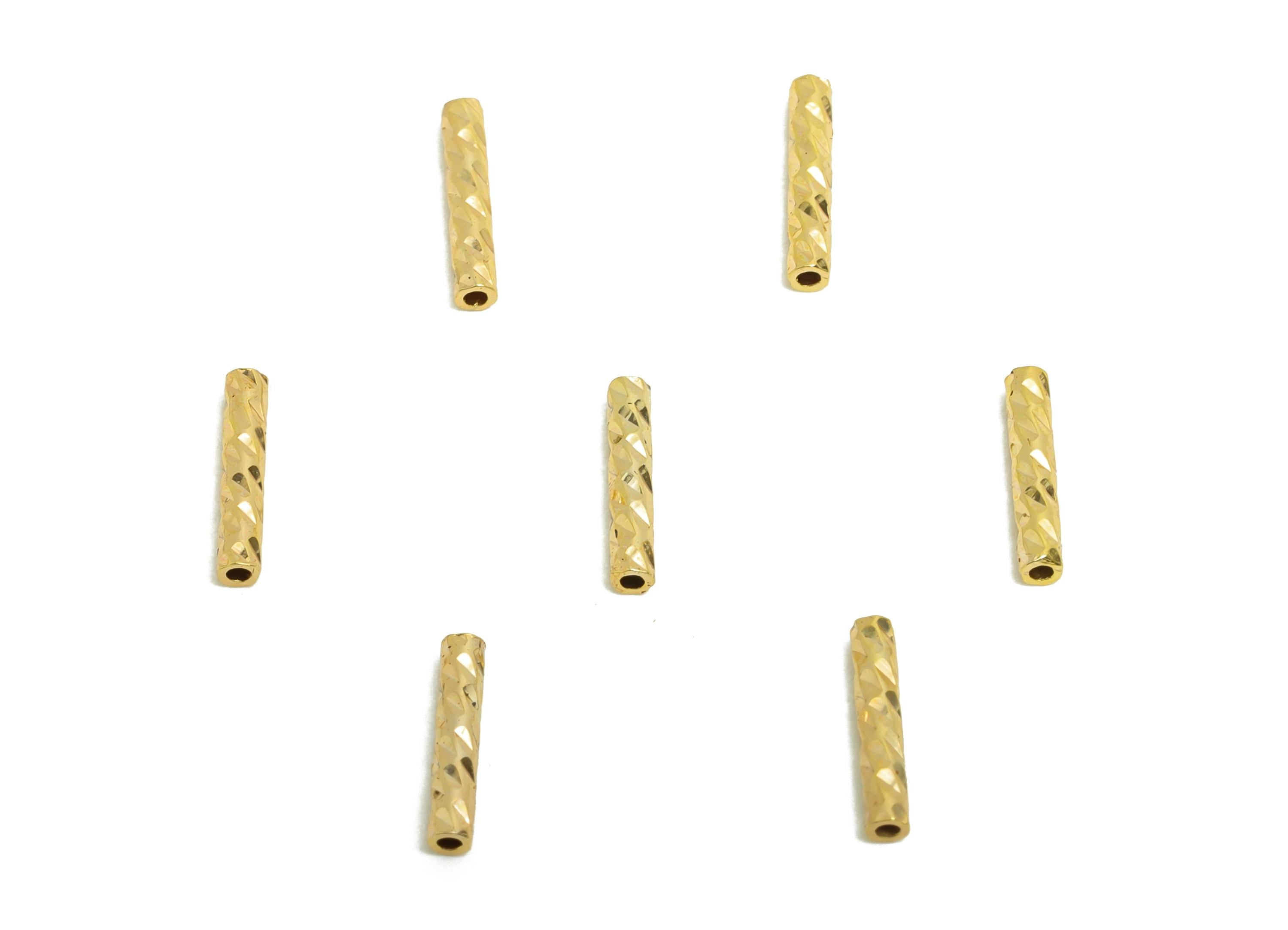 1.5*8 Batch Flower Straight Tube - Textured Circle Pipes for Geometric - For Air Plants - DIY Tubes -  18K Real Gold Plating - RGP9959 - DOMEDBAZAAR