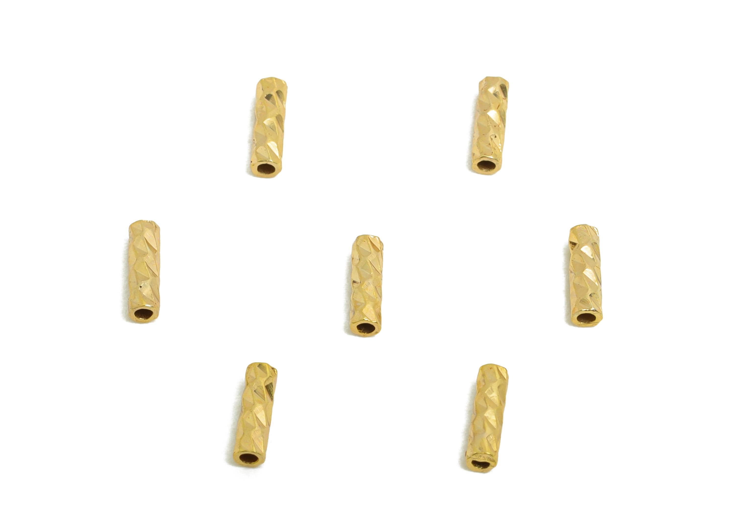 1.5*5 Batch Flower Straight Tube - Brass Textured Circle Pipes for Geometric - For Air Plants - DIY Tubes - 18K Real Gold Plating - RGP9956 - DOMEDBAZAAR