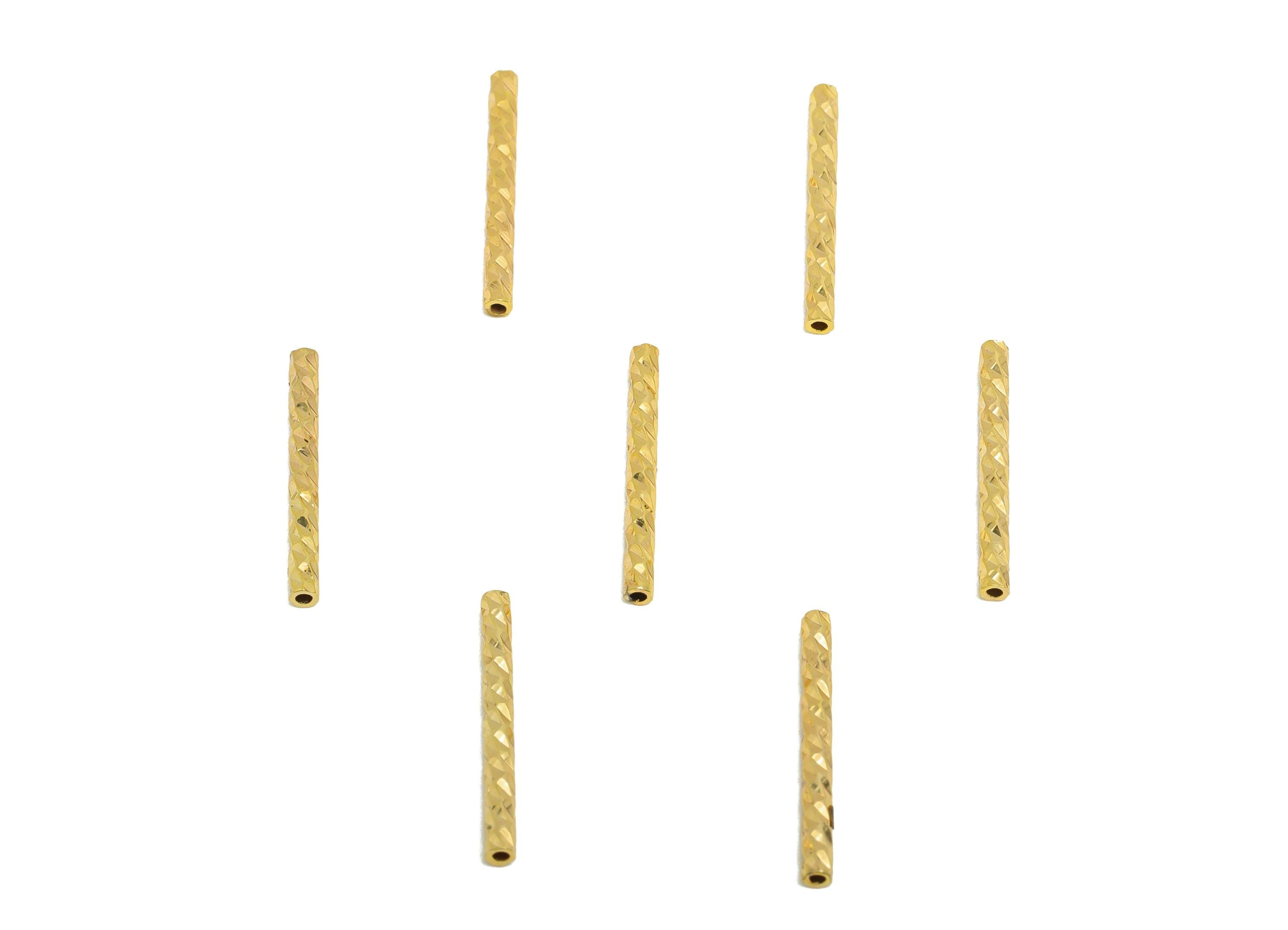 1.5*15 Batch Flower Straight Tube - Brass Textured Circle Pipes for Geometric - For Air Plants - DIY Tubes - 18K Real Gold Plating - RGP9961 - DOMEDBAZAAR