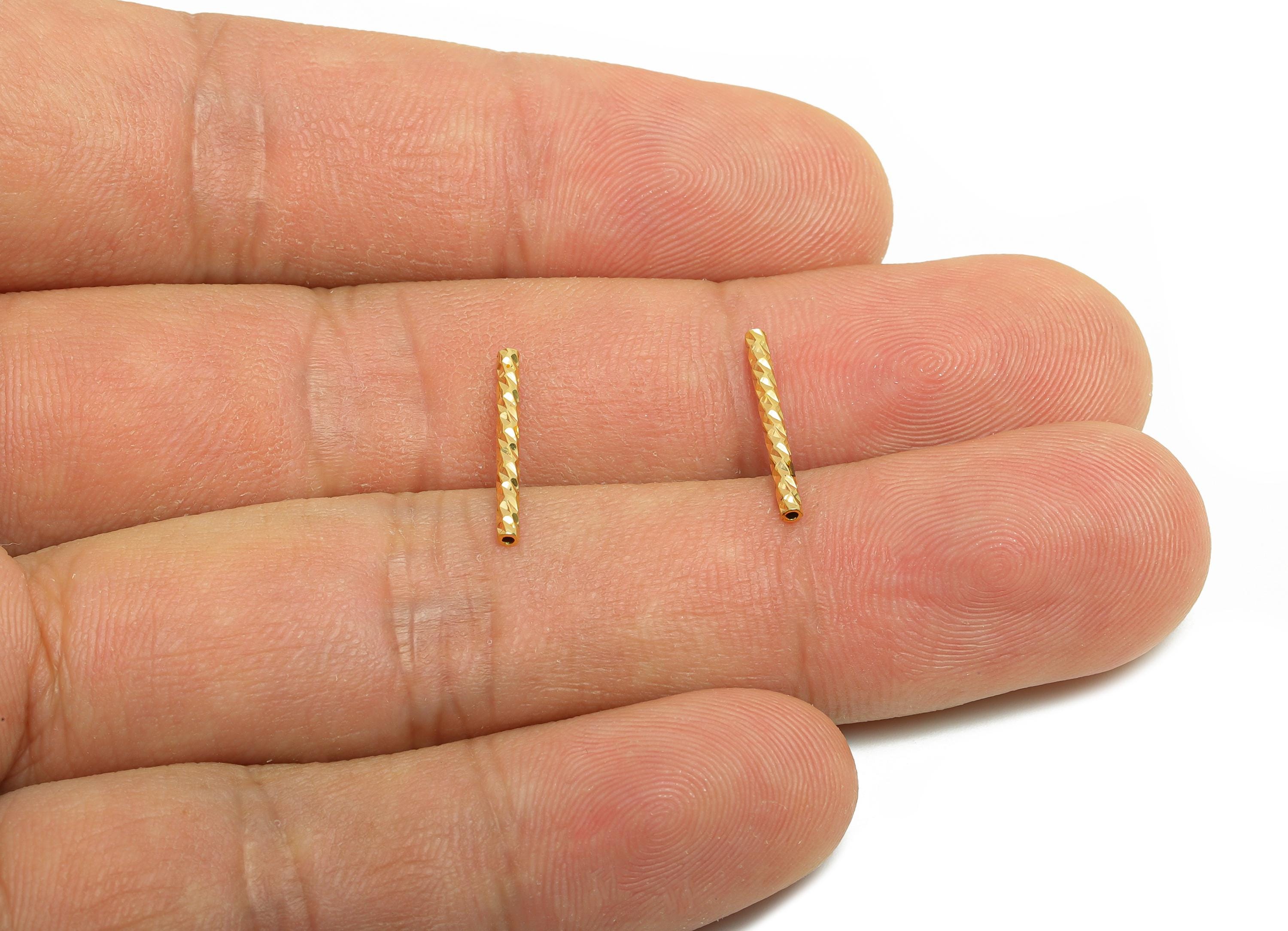 1.5*15 Batch Flower Straight Tube - Brass Textured Circle Pipes for Geometric - For Air Plants - DIY Tubes - 18K Real Gold Plating - RGP9961 - DOMEDBAZAAR