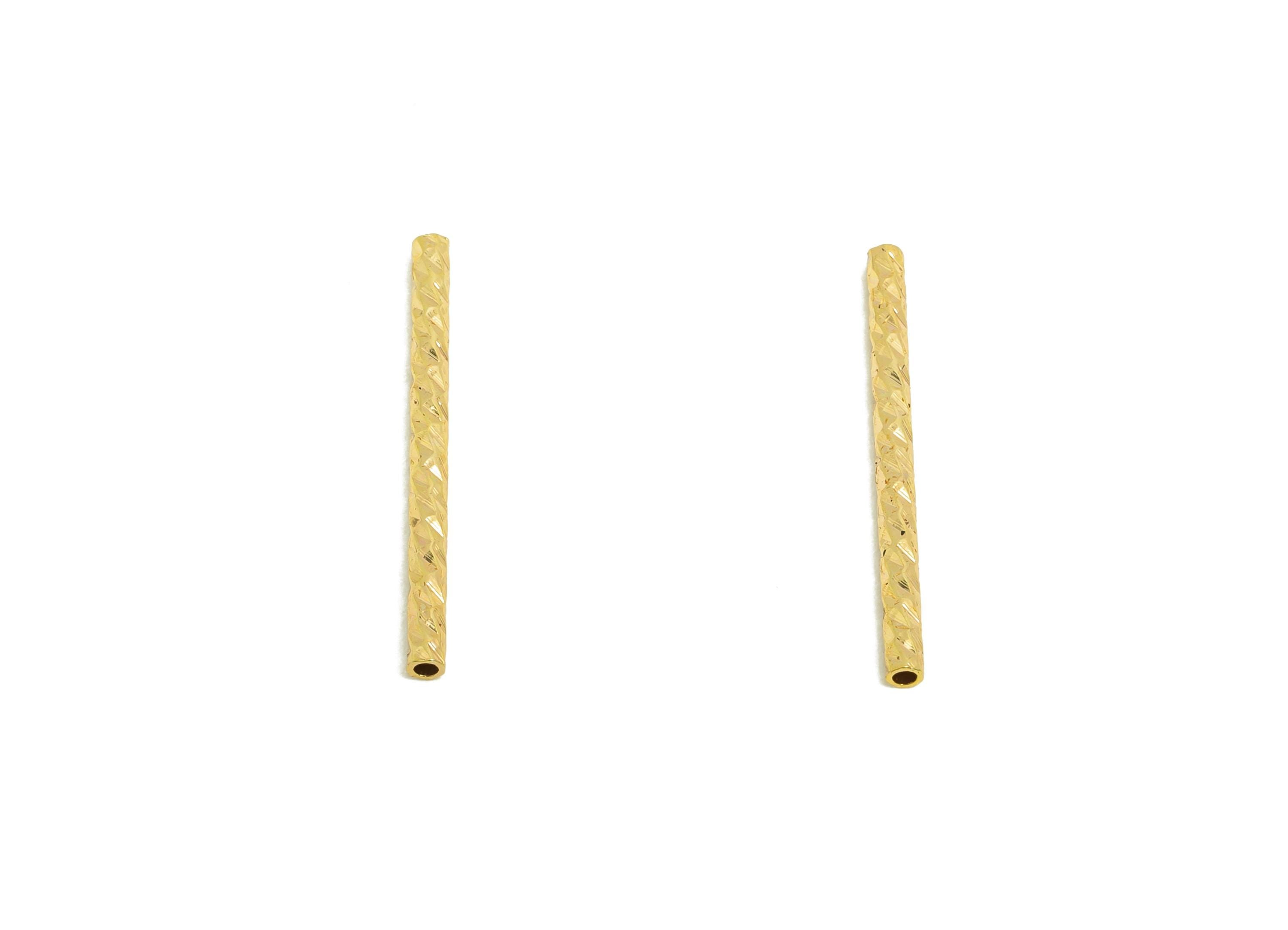 1.5*20 Batch Flower Straight Tube - Brass Textured Circle Pipes for Geometric - For Air Plants - DIY Tubes - 18K Real Gold Plating - RGP9962 - DOMEDBAZAAR