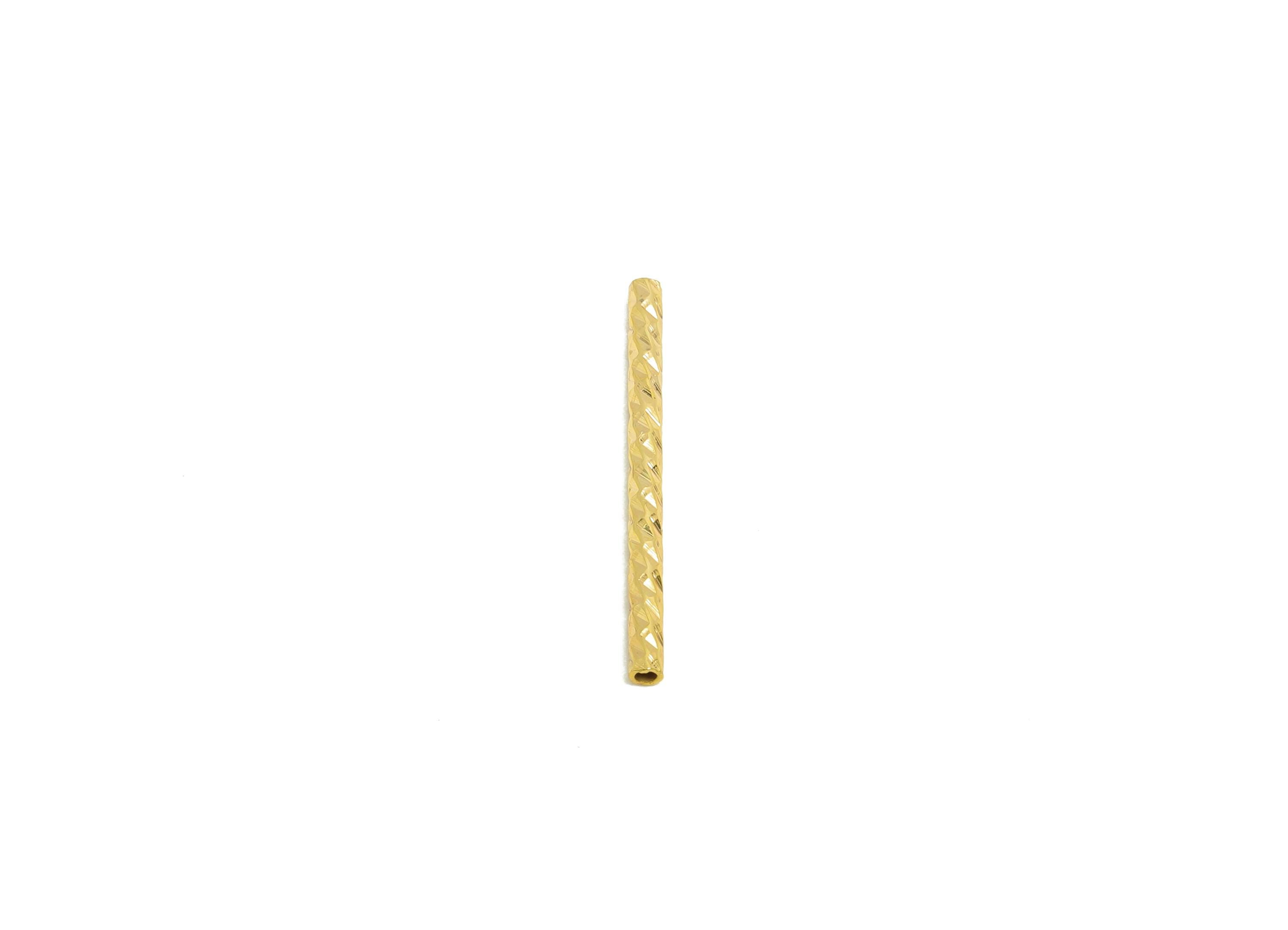 1.5*20 Batch Flower Straight Tube - Brass Textured Circle Pipes for Geometric - For Air Plants - DIY Tubes - 18K Real Gold Plating - RGP9962 - DOMEDBAZAAR