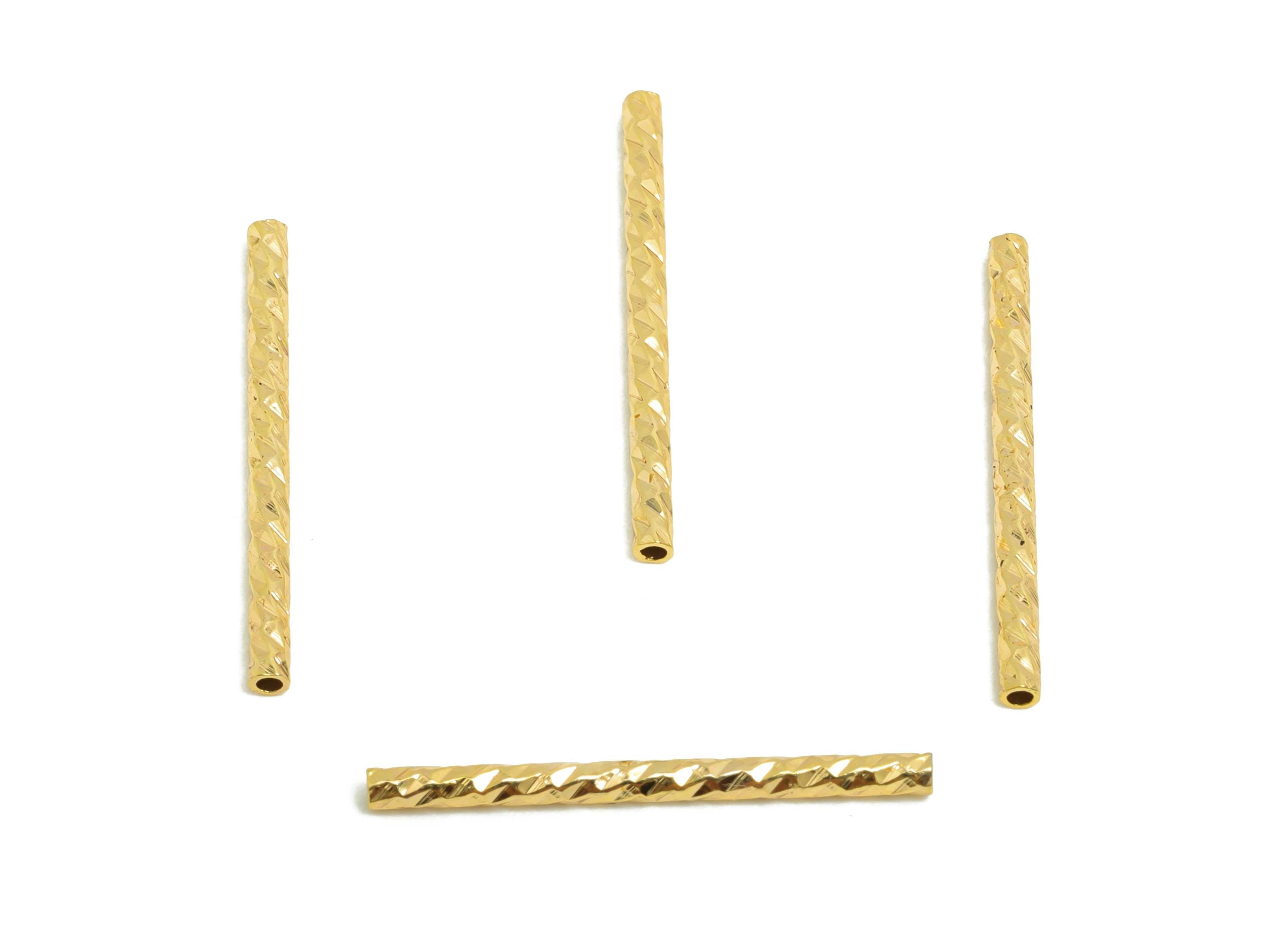 1.5*20 Batch Flower Straight Tube - Brass Textured Circle Pipes for Geometric - For Air Plants - DIY Tubes - 18K Real Gold Plating - RGP9962 - DOMEDBAZAAR