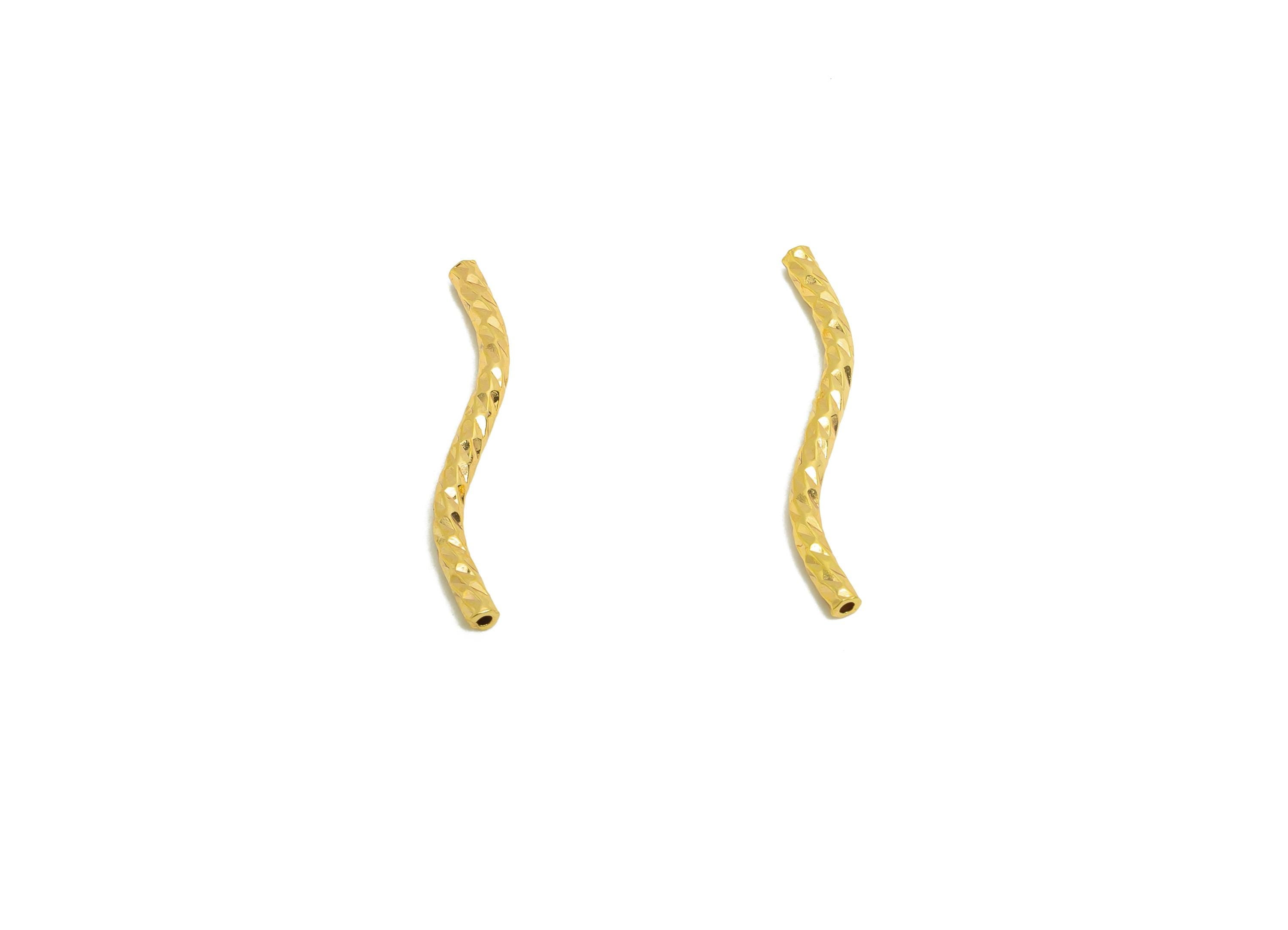 1.5*20 Batch Flower S Tube - Brass Textured Circle Pipes for Geometric Tubes - For Air Plants - 18K Real Gold Plating - RGP9964 - DOMEDBAZAAR