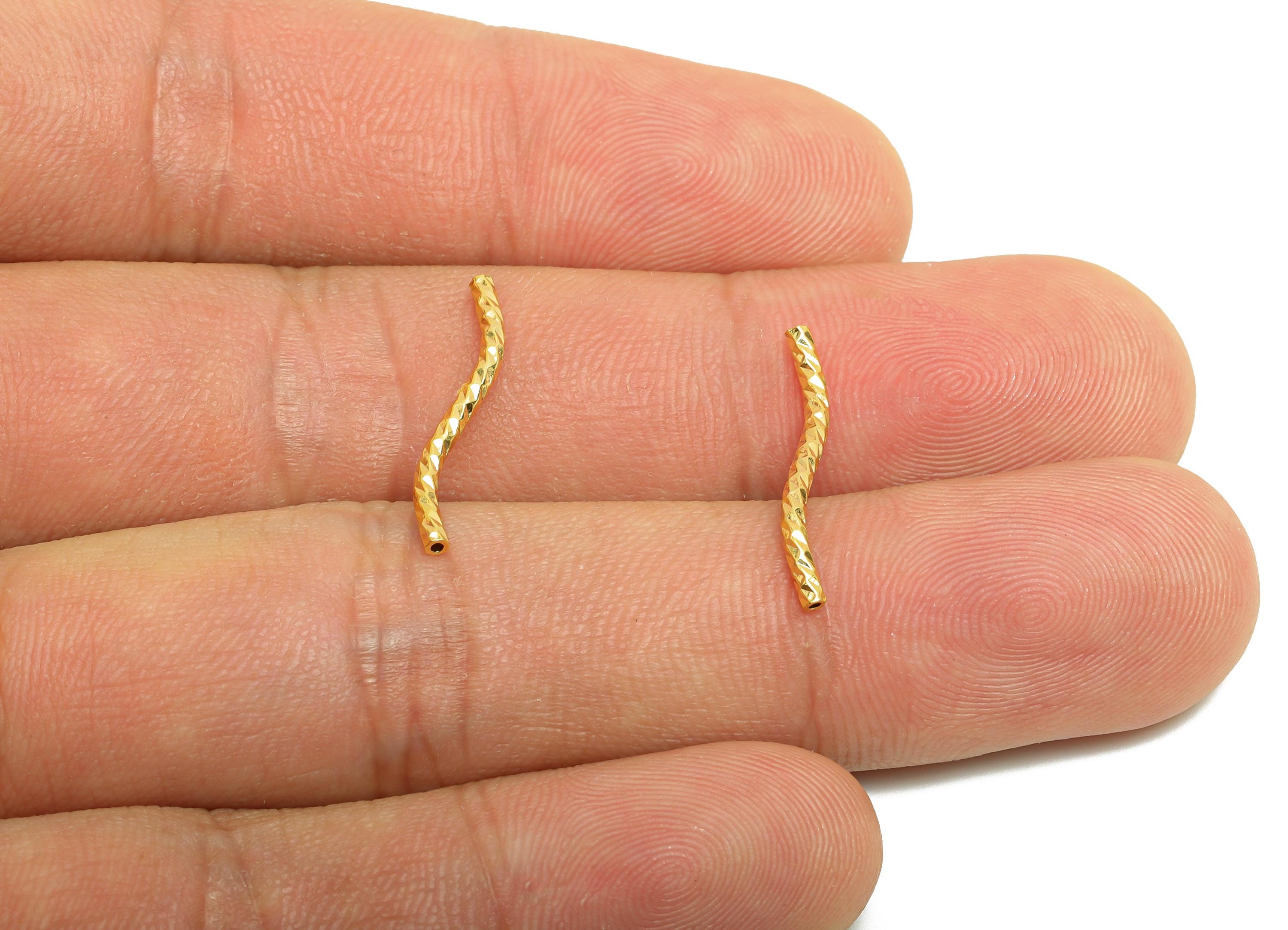 1.5*20 Batch Flower S Tube - Brass Textured Circle Pipes for Geometric Tubes - For Air Plants - 18K Real Gold Plating - RGP9964 - DOMEDBAZAAR