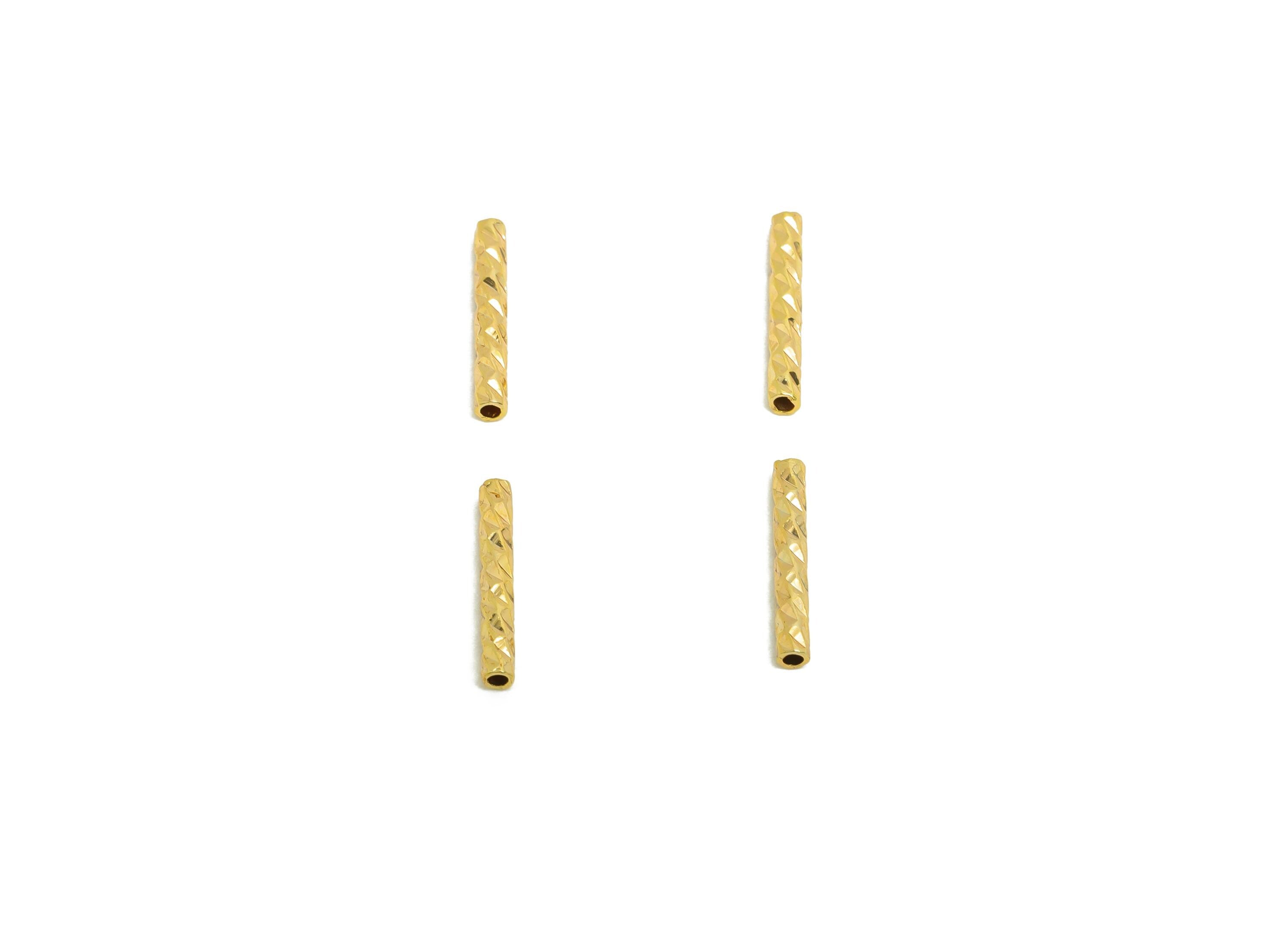 1.5*10 Batch Flower Straight Tube - Brass Textured Circle Pipes for Geometric - For Air Plants - DIY Tubes - 18K Real Gold Plating - RGP9960 - DOMEDBAZAAR