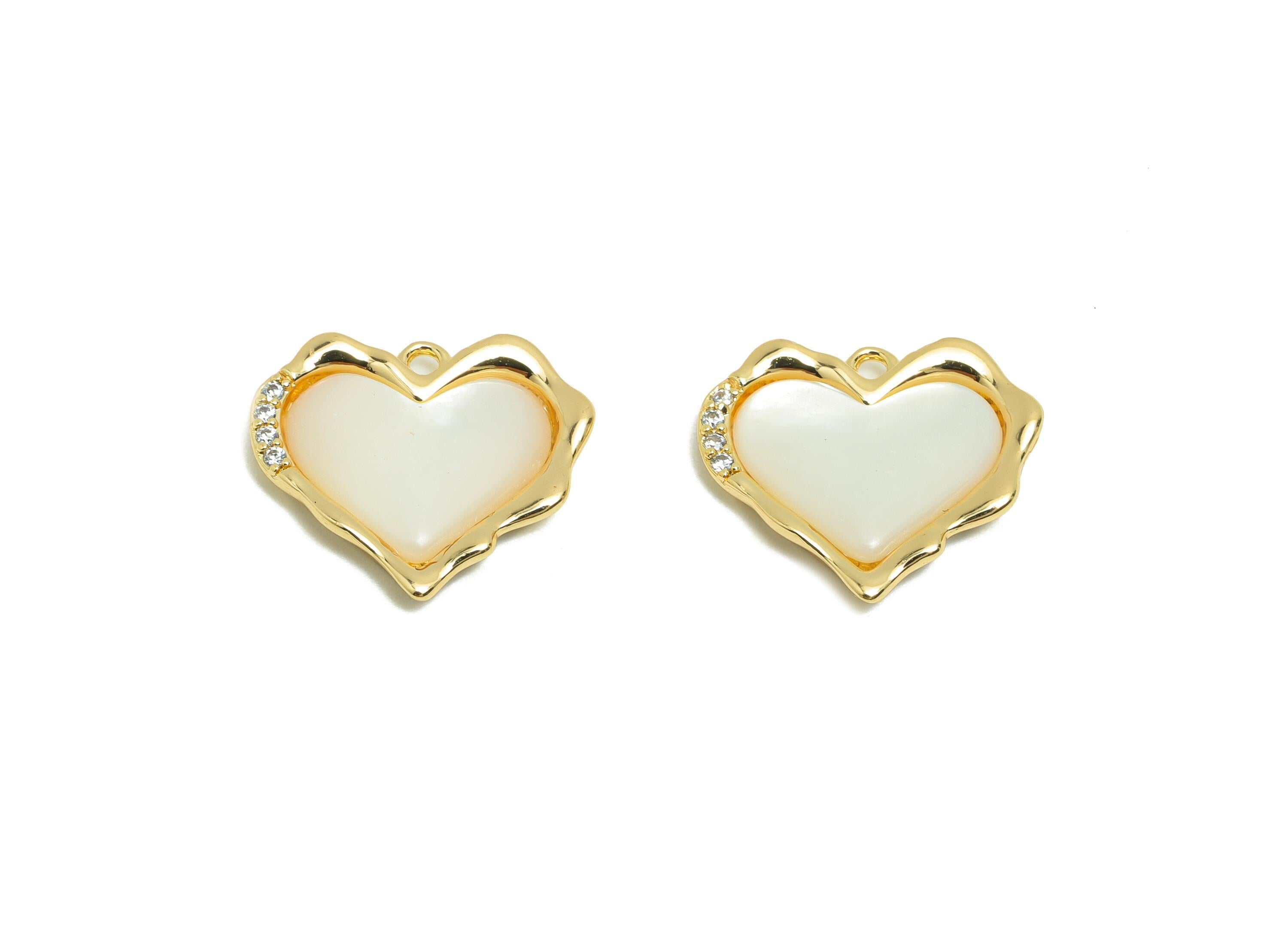 Brass Shell Earring Charm - Brass Heart Shell  Charm - Vintage Charm - Brass Heart Pendant - 18K Real Gold Plated - 16x14x2mm - RGP9989 - DOMEDBAZAAR