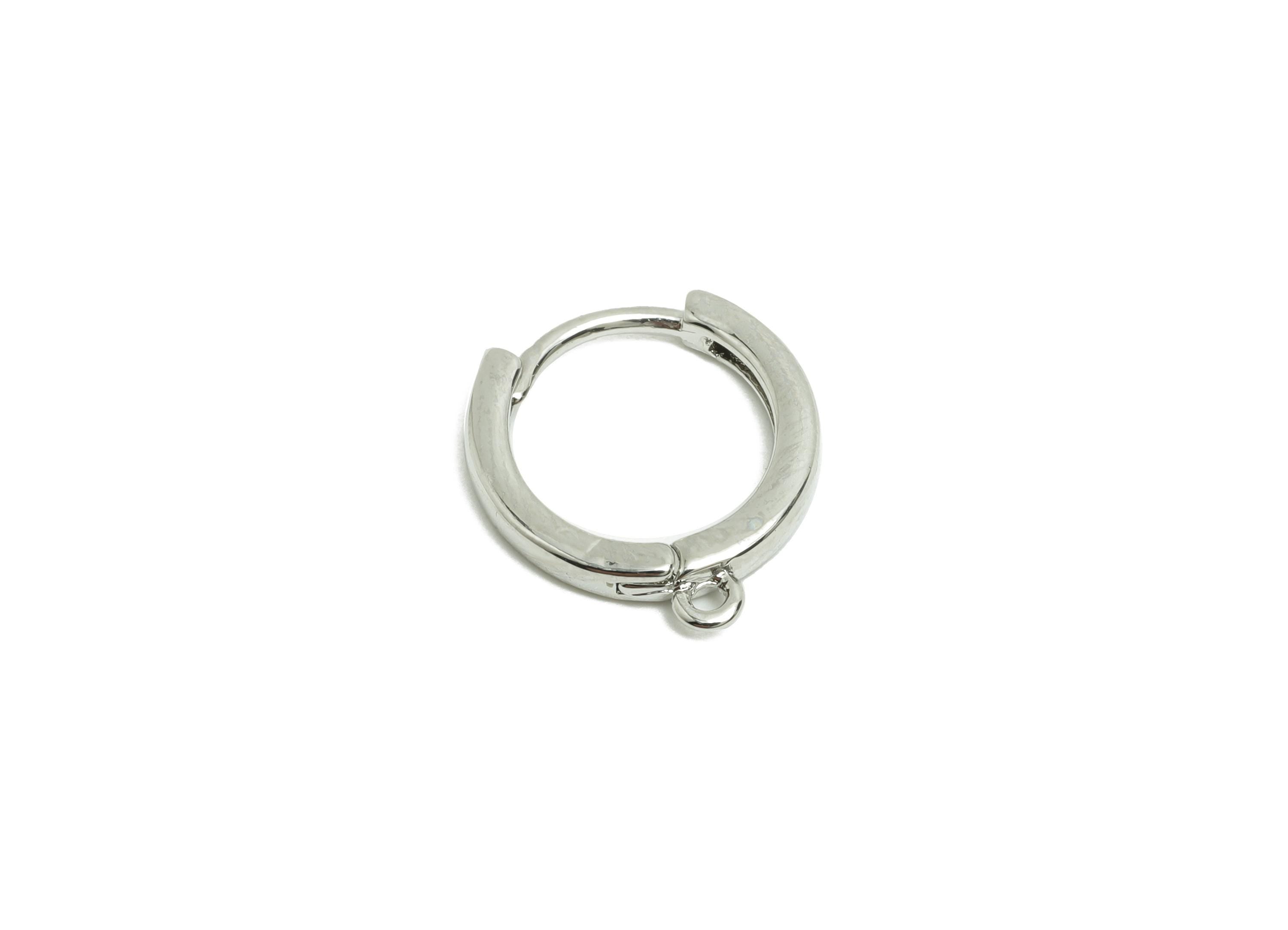 Brass 14*2mm Hoop Earring - White Huggie Earring for Girls - Daily Wear Earring - 18K Real White Gold Plating - 15.45x13.76x2.3mm - RGP8580 - DOMEDBAZAAR