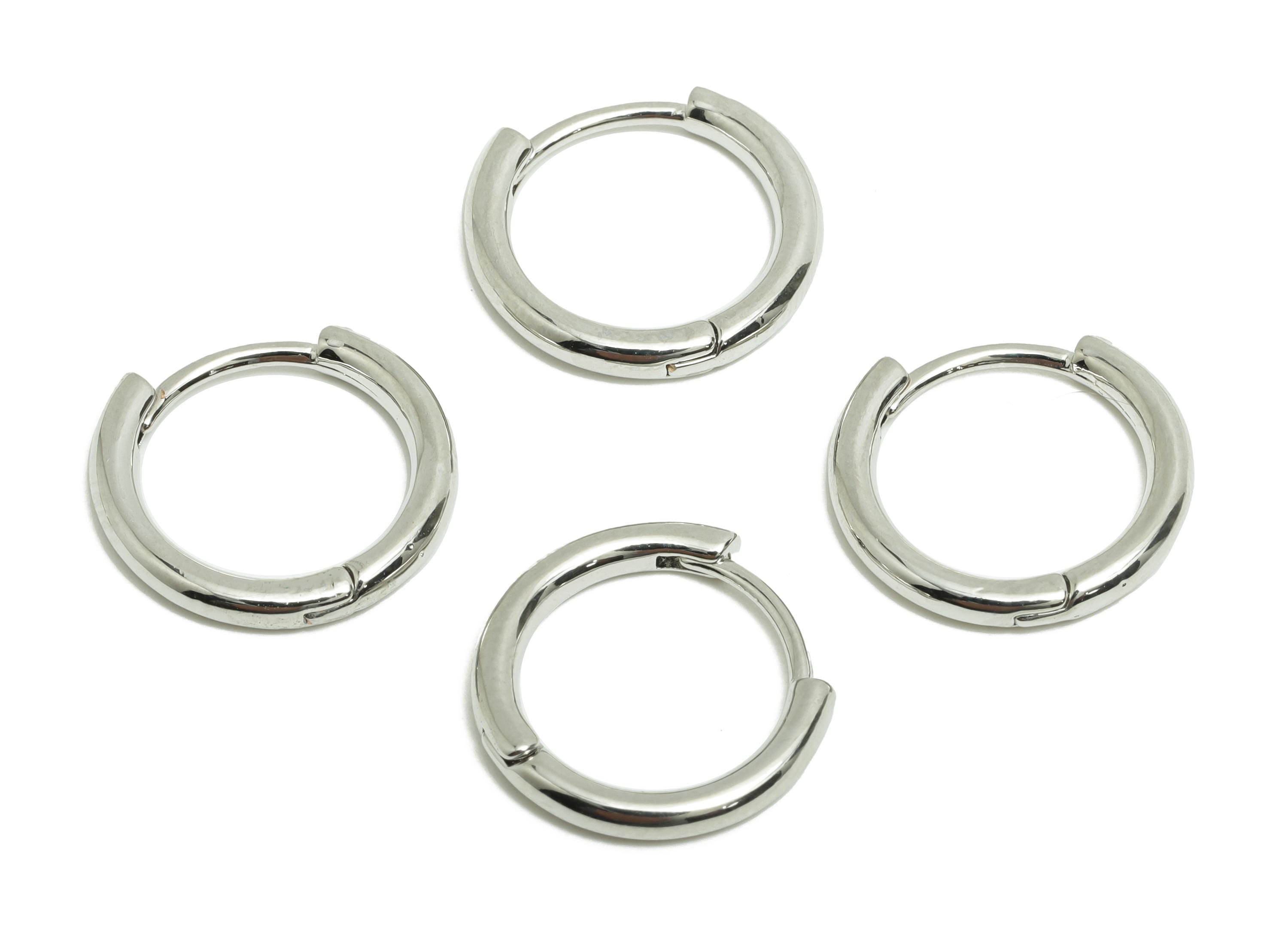 Brass 16*2mm Hoop Earring - White Huggie Earring for Girls - Daily Wear Hoop Earring - 18K Real White Gold Plating -15x15.9x2.12mm - RGP8585 - DOMEDBAZAAR