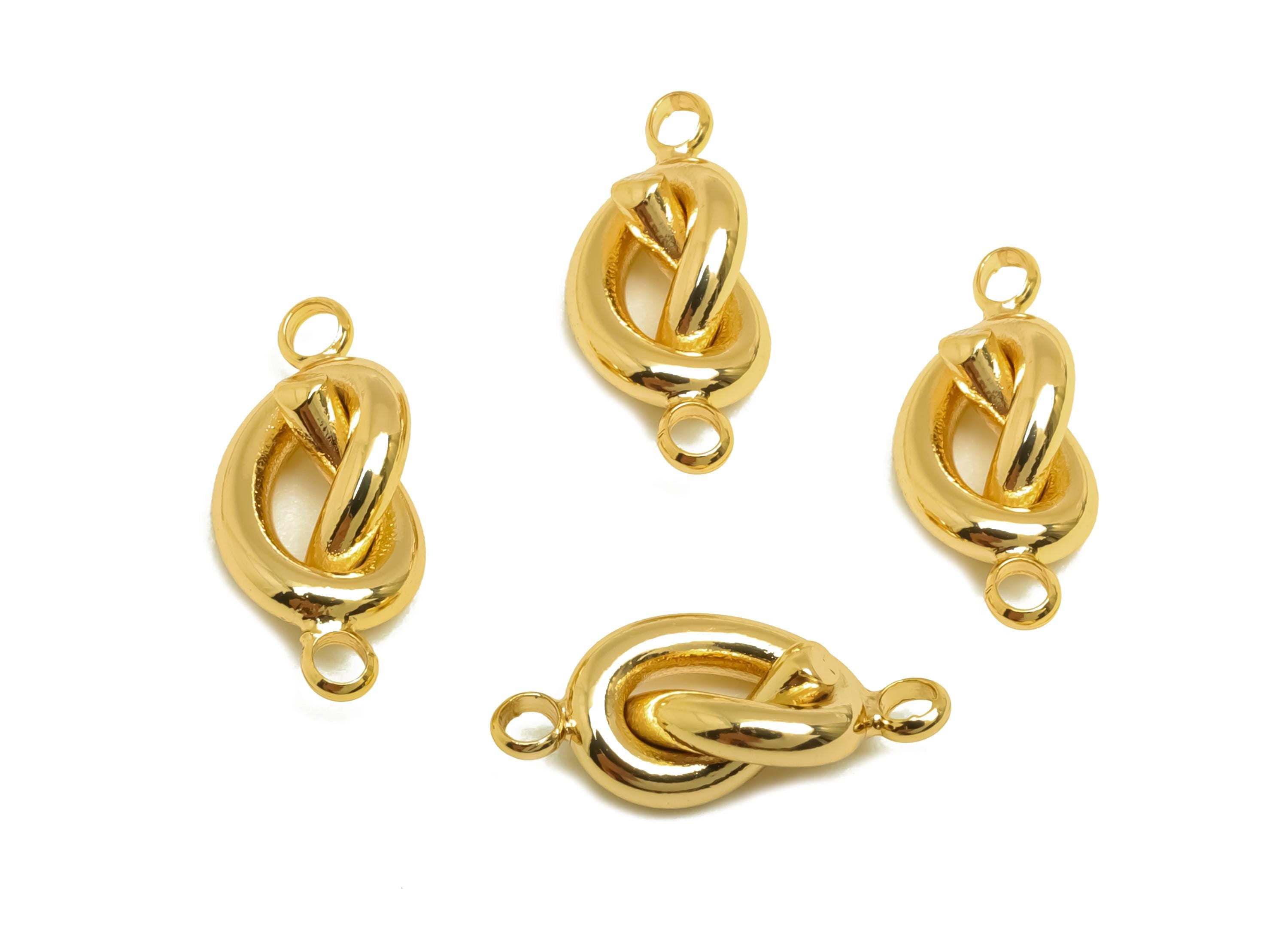 Brass Knot Connector - Gold Mini Knot Earring Charm - Necklace Connector - For Bracelet - 18K Real Gold Plating - 14.77x6.52x1.8mm - RGP7947 - DOMEDBAZAAR