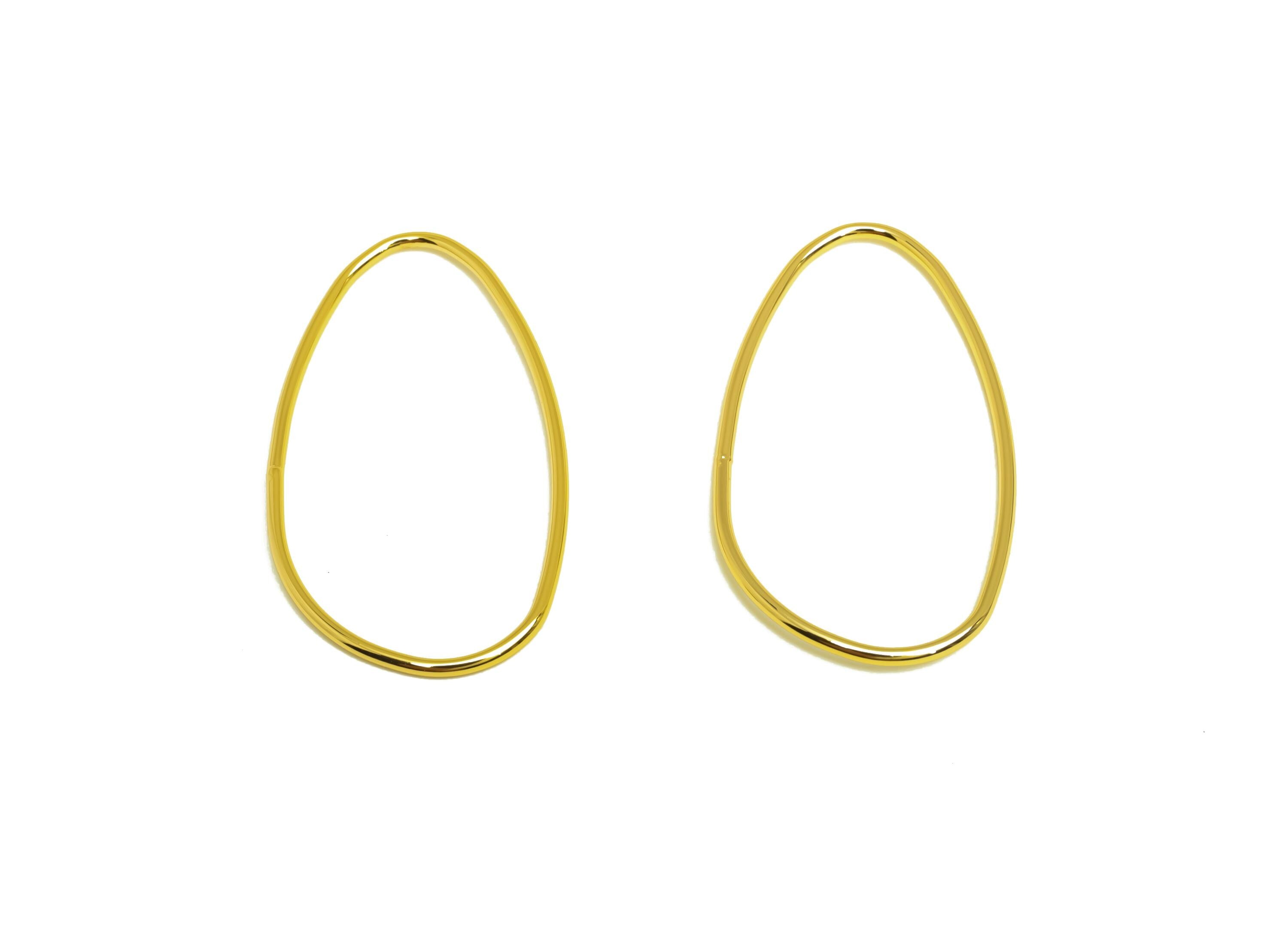 Brass Irregular Ring - Gold Irregular Oval Circle Charm - Oval Hoop Irregular Connector - 18K Real Gold Plated - 35.52x19.48x0.76mm- RGP7951 - DOMEDBAZAAR