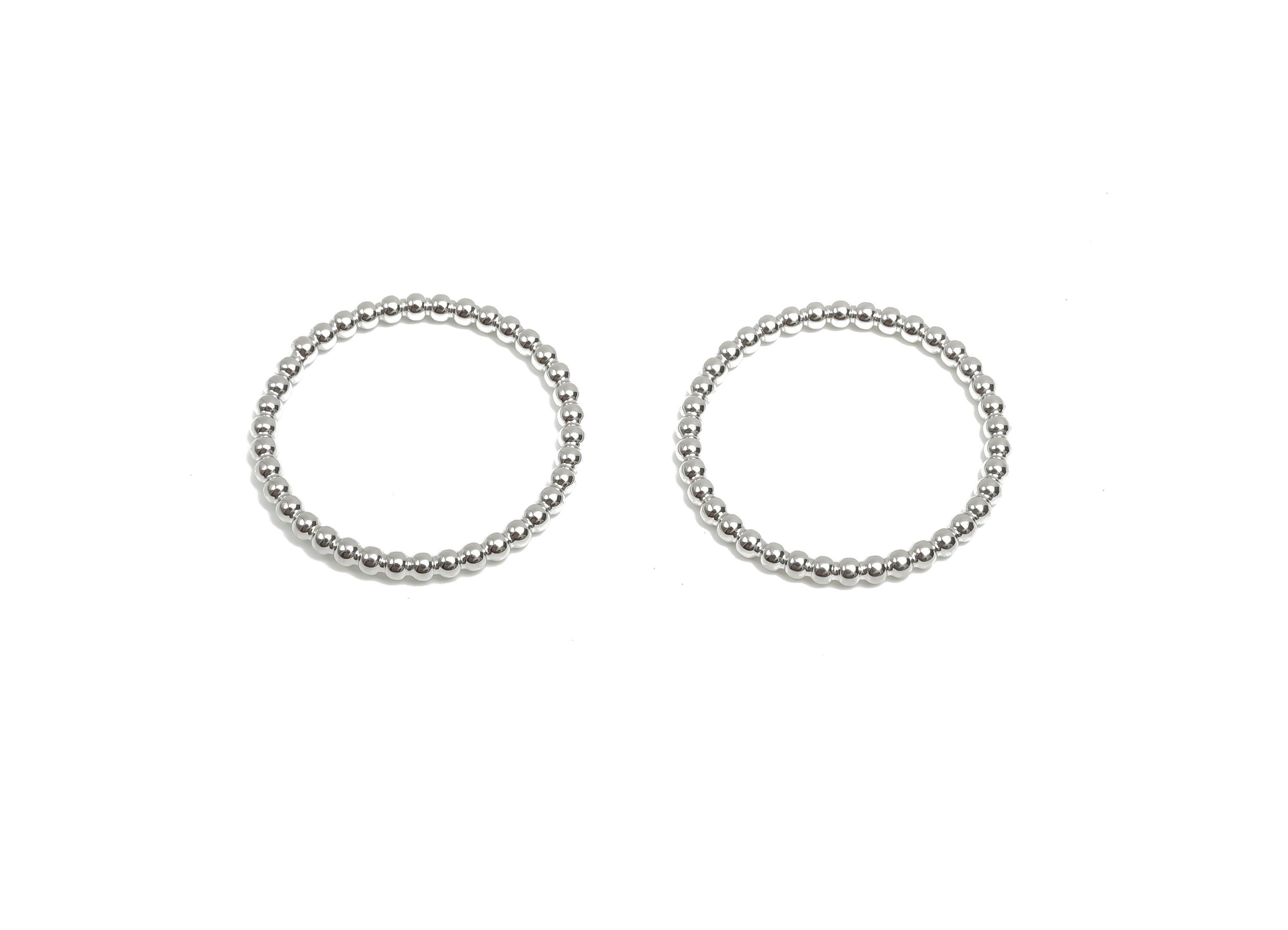 18mm Ball Wire Chian Ring - Dainty Beaded Band - Brass Solid Thin Ring - Beaded Ring - 18K Real White Gold Plating - 22x22x1.75mm - RGP8106 - DOMEDBAZAAR