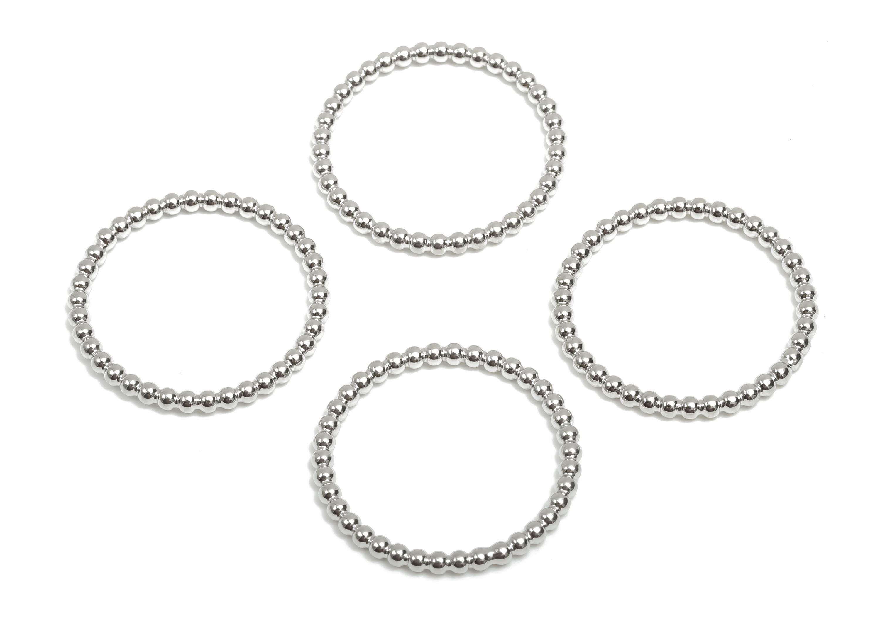 18mm Ball Wire Chian Ring - Dainty Beaded Band - Brass Solid Thin Ring - Beaded Ring - 18K Real White Gold Plating - 22x22x1.75mm - RGP8106 - DOMEDBAZAAR