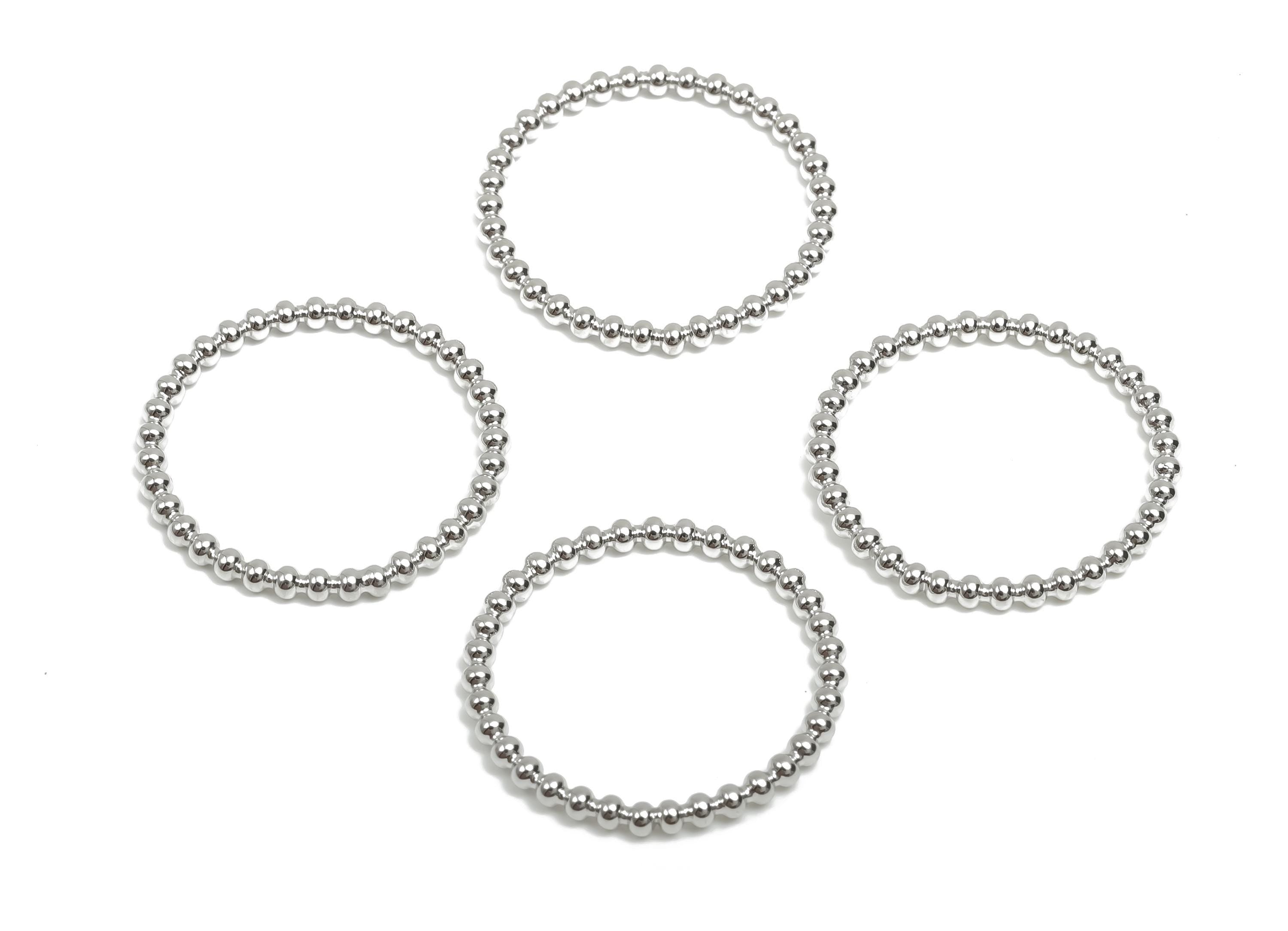 19mm Ball Wire Chian Ring - Dainty Beaded Band - Brass Solid Thin Ring - Beaded Ring - 18K Real White Gold Plating - 23x23x1.77mm - RGP8107 - DOMEDBAZAAR