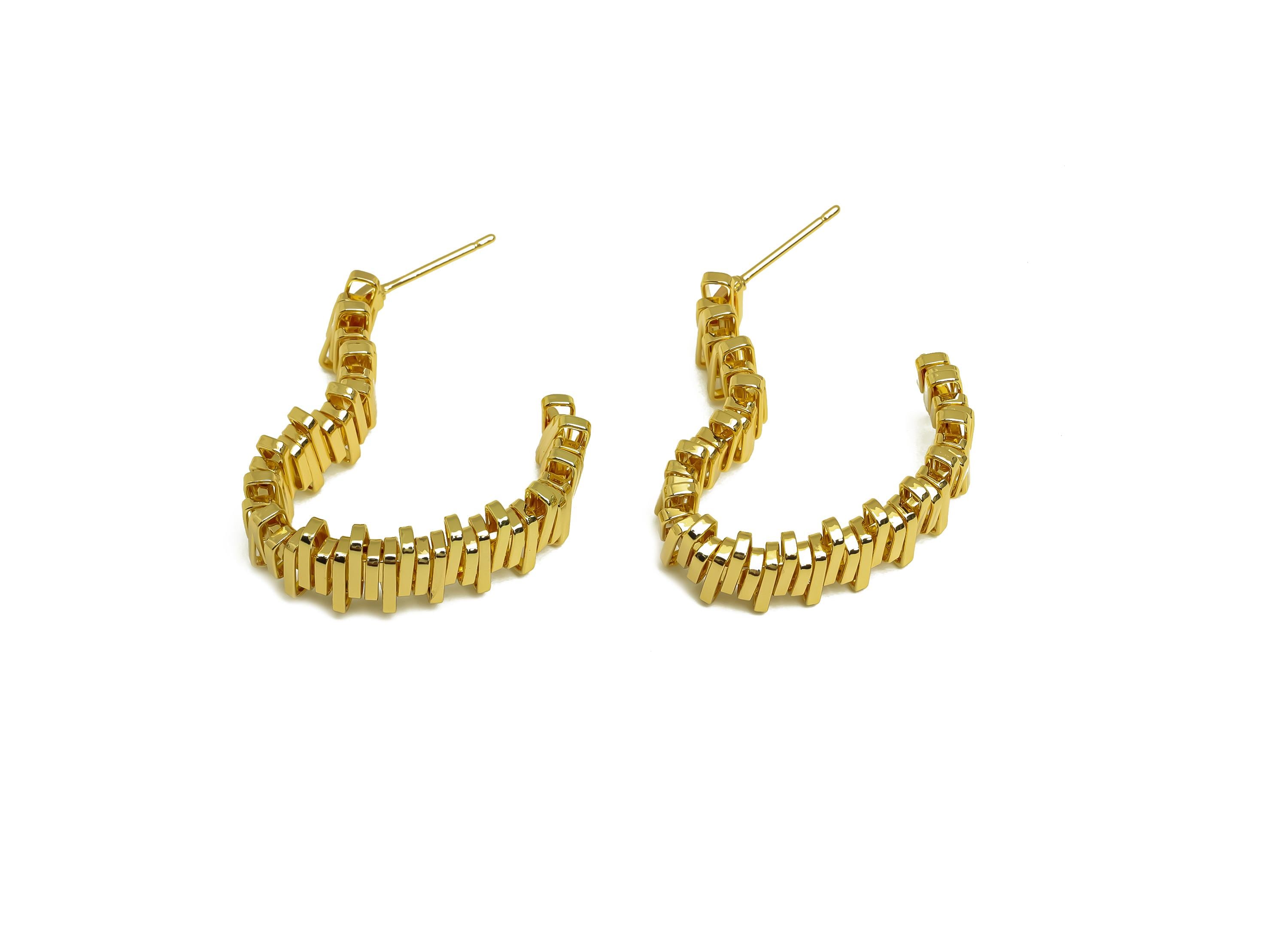 Brass Heart Earring Post - Gold Open Heart Earring Stud - Textured Open Heart Earring Post - 18K Real Gold Plated - 33.3x27.74x3mm - RGP7958 - DOMEDBAZAAR