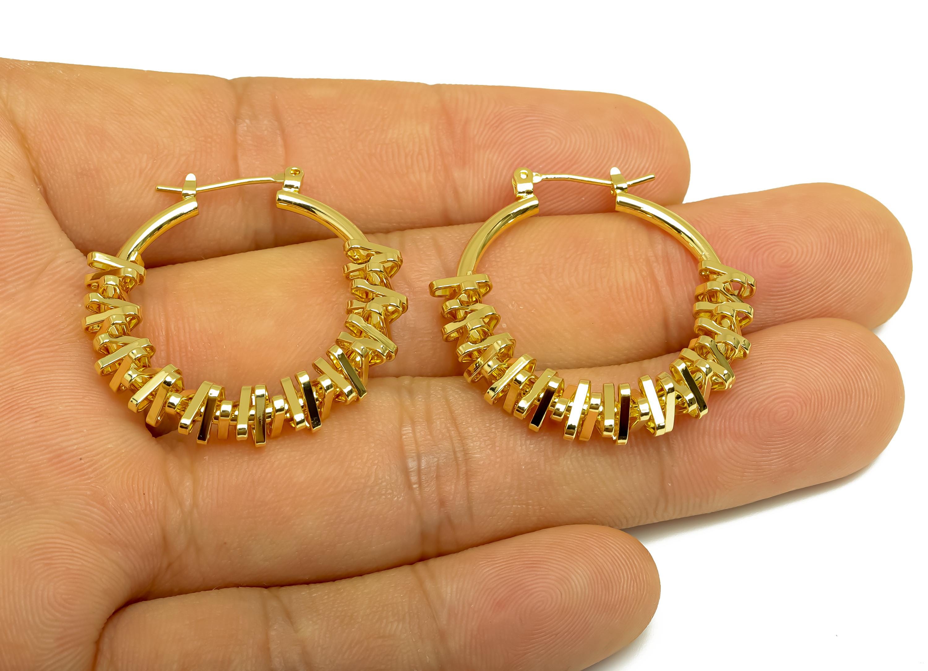 Brass Round Hoop Earring - Gold Huggie Hoop Earring Clasp - Textured Huggie Hoop Earring - 18K Real Gold Plating - 33.11x32.64x2mm - RGP7962 - DOMEDBAZAAR