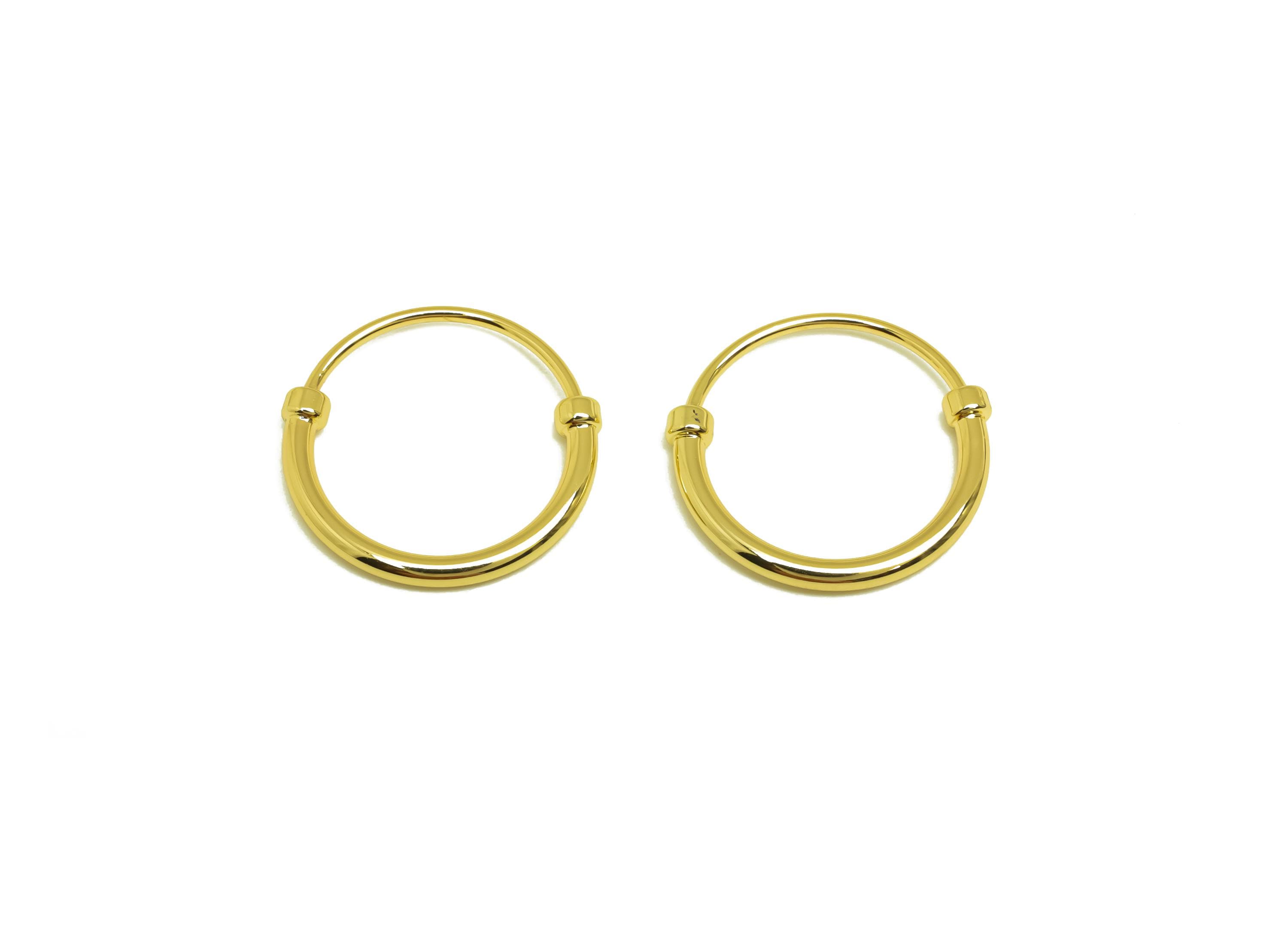 Brass Huggie Hoop Earring - Gold Minimalist Hoop Earring Clasp - Round Minimalist Ear - 18K Real Gold Plated - 20.89x20.47x1.83mm - RGP7963 - DOMEDBAZAAR