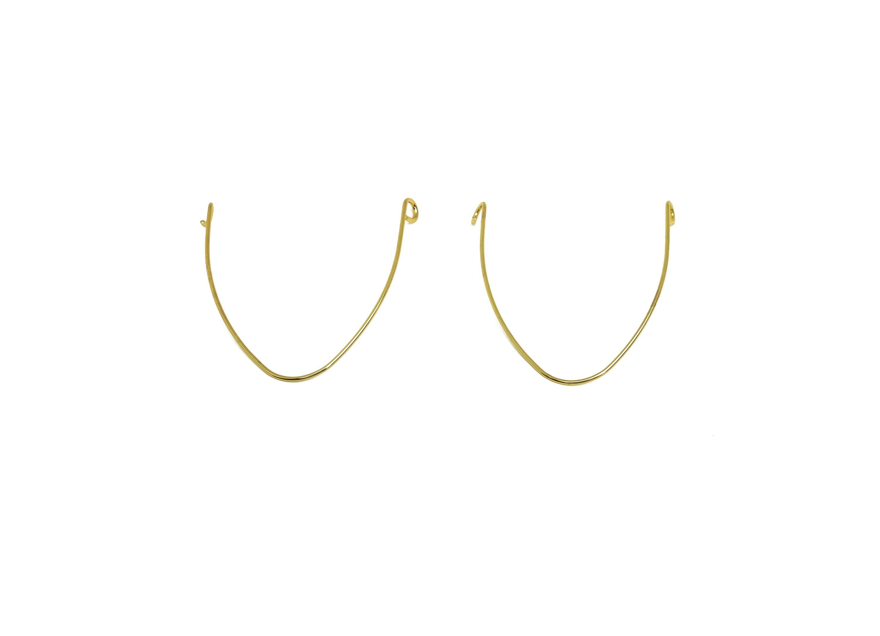 Brass Teardrop Connector - Gold Curved Bar Charm - Necklace Connector with 2 Loop - 18K Real Gold Plating - 31.3x31.6x0.7mm - RGP7977 - DOMEDBAZAAR