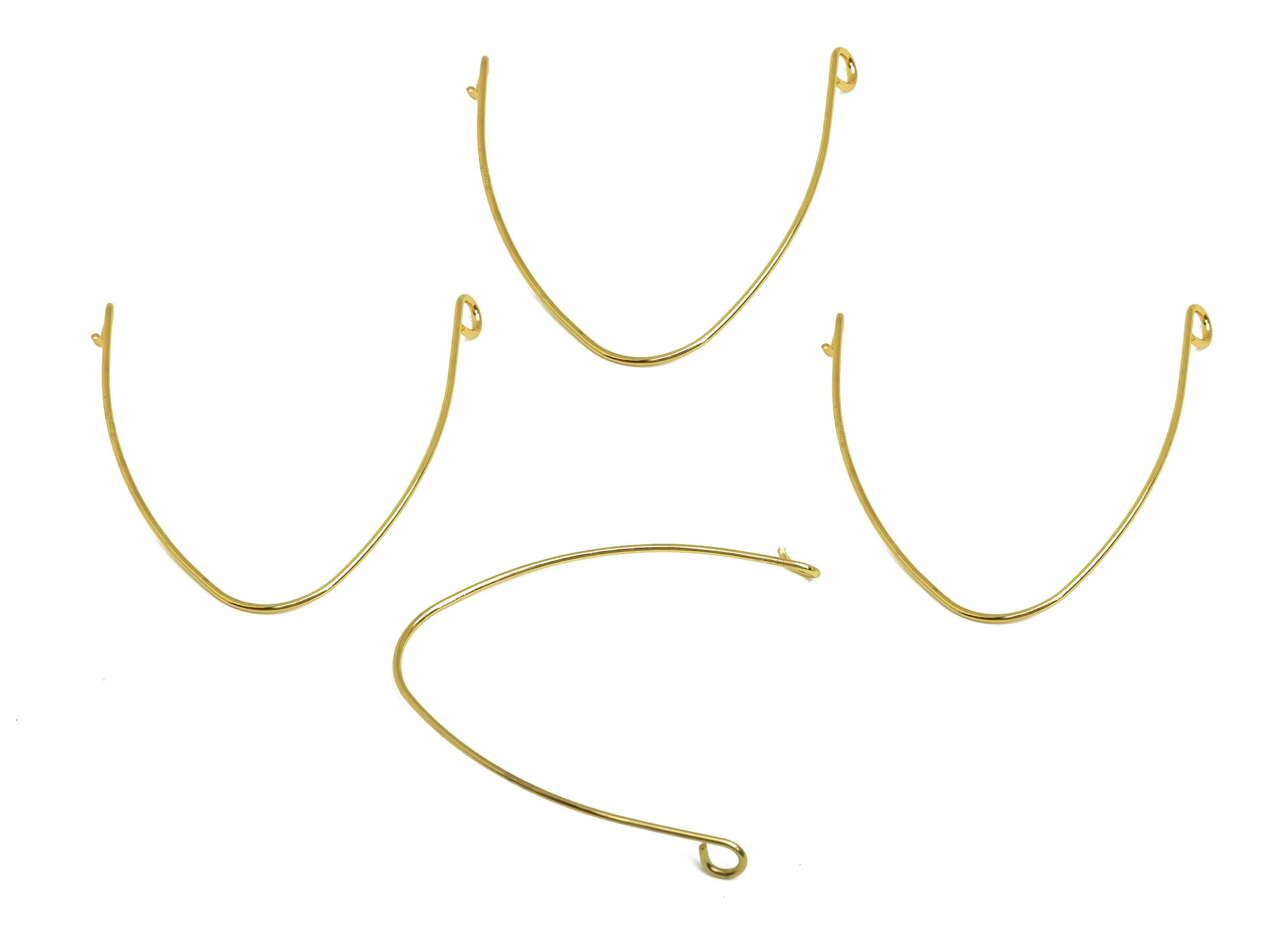 Brass Teardrop Connector - Gold Curved Bar Charm - Necklace Connector with 2 Loop - 18K Real Gold Plating - 31.3x31.6x0.7mm - RGP7977 - DOMEDBAZAAR