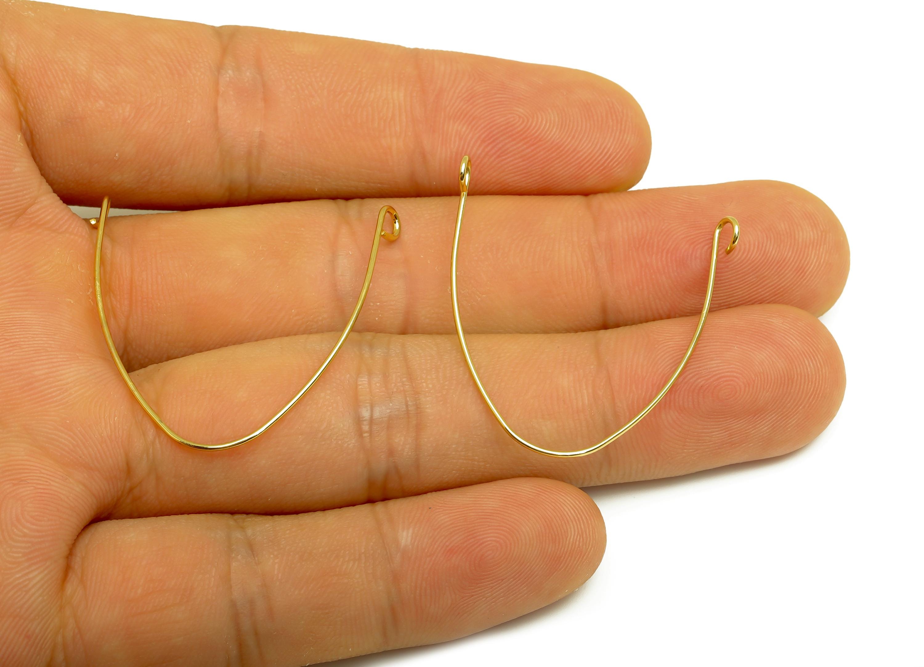 Brass Teardrop Connector - Gold Curved Bar Charm - Necklace Connector with 2 Loop - 18K Real Gold Plating - 31.3x31.6x0.7mm - RGP7977 - DOMEDBAZAAR