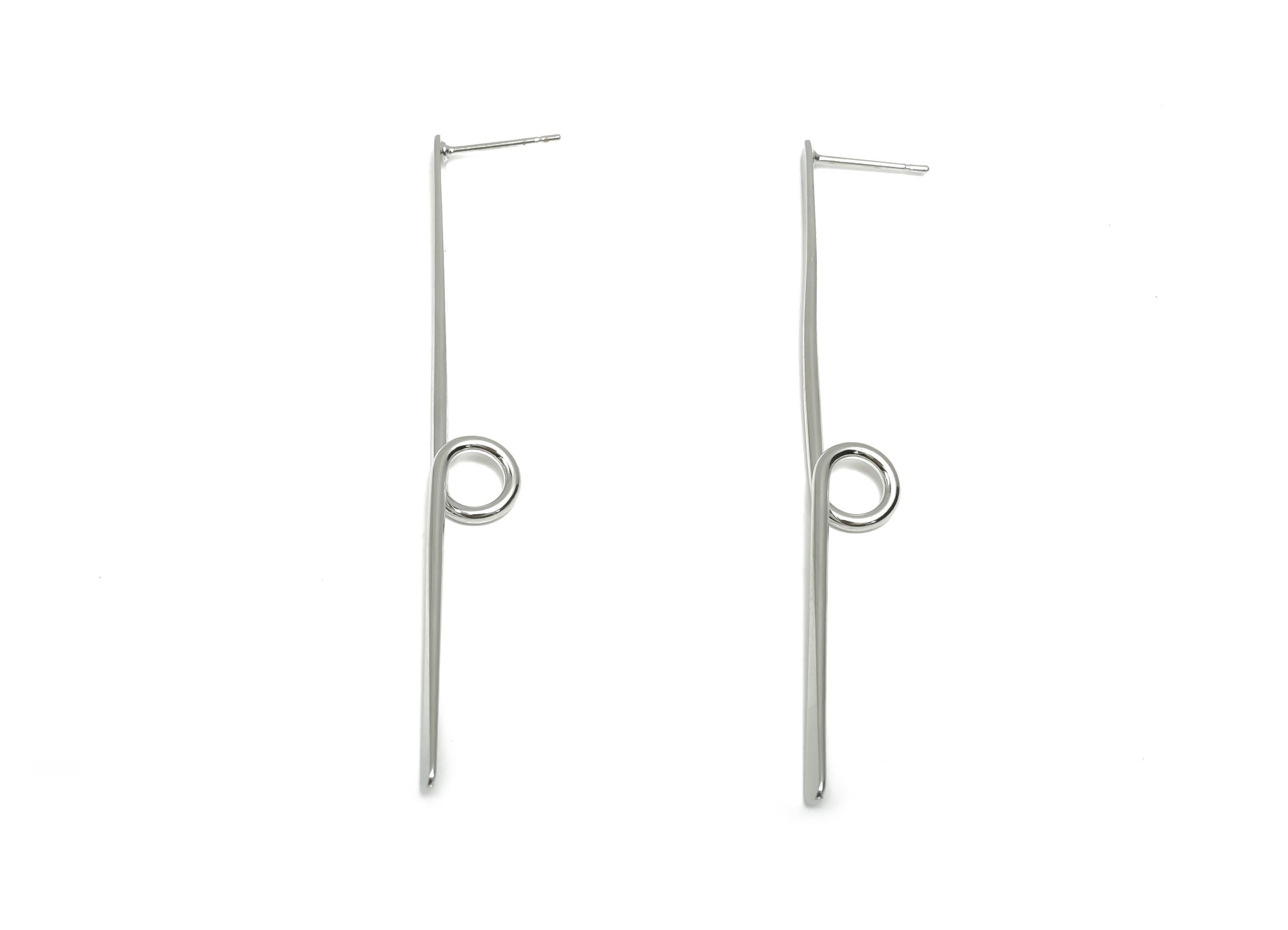 Brass Hammered Wire Earring Post - Brass Stick Knot Earring Post - Twisted Earring Post - 18K Real White Gold Plating - 71x2x1mm - RGP8068 - DOMEDBAZAAR