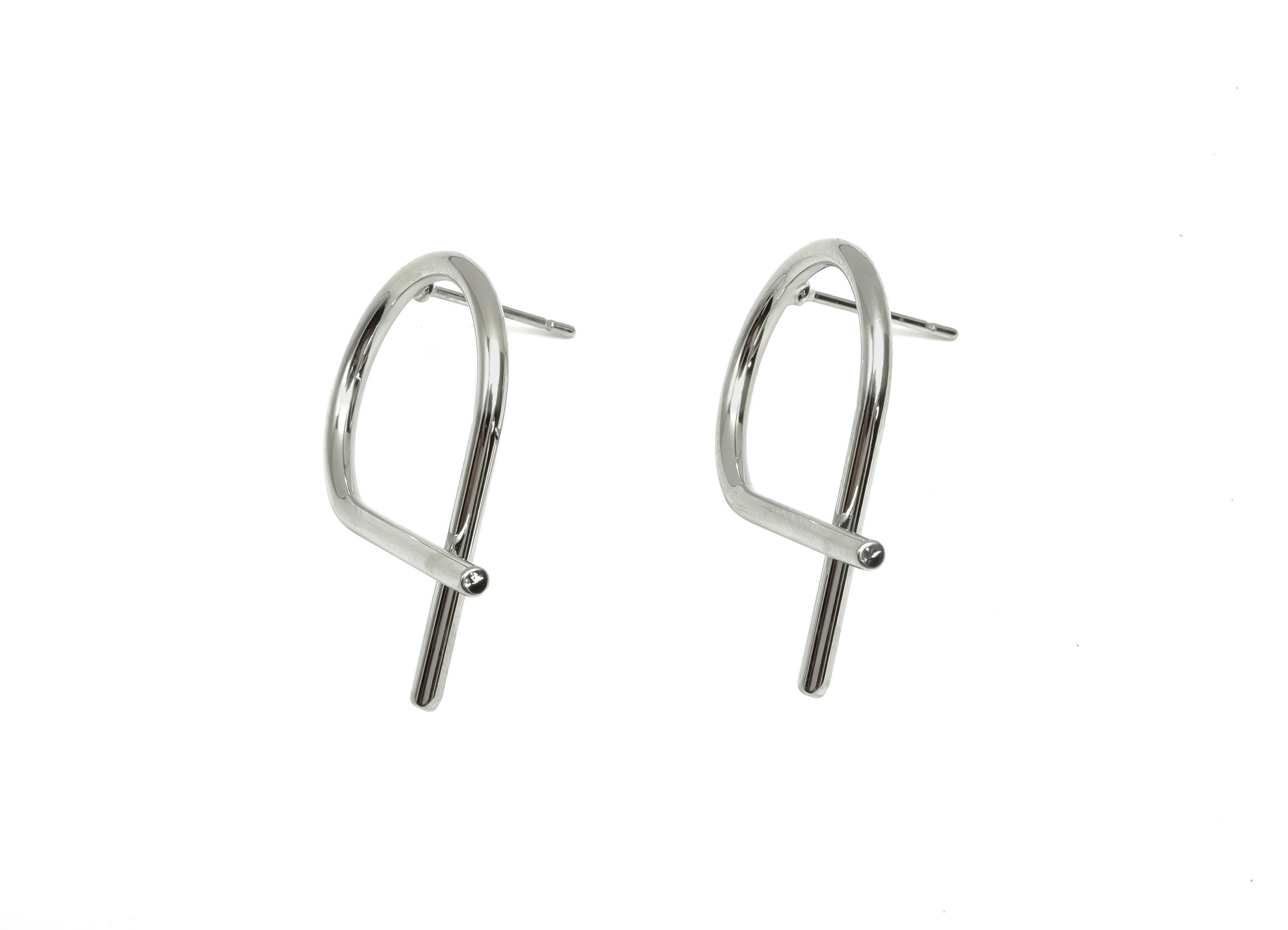 Brass Cross Earring Post - Brass Wire Earring Post - Brass Twisted Wire Earring Post - 18K Real White Gold Plating - 28x18x1.82mm - RGP8063 - DOMEDBAZAAR