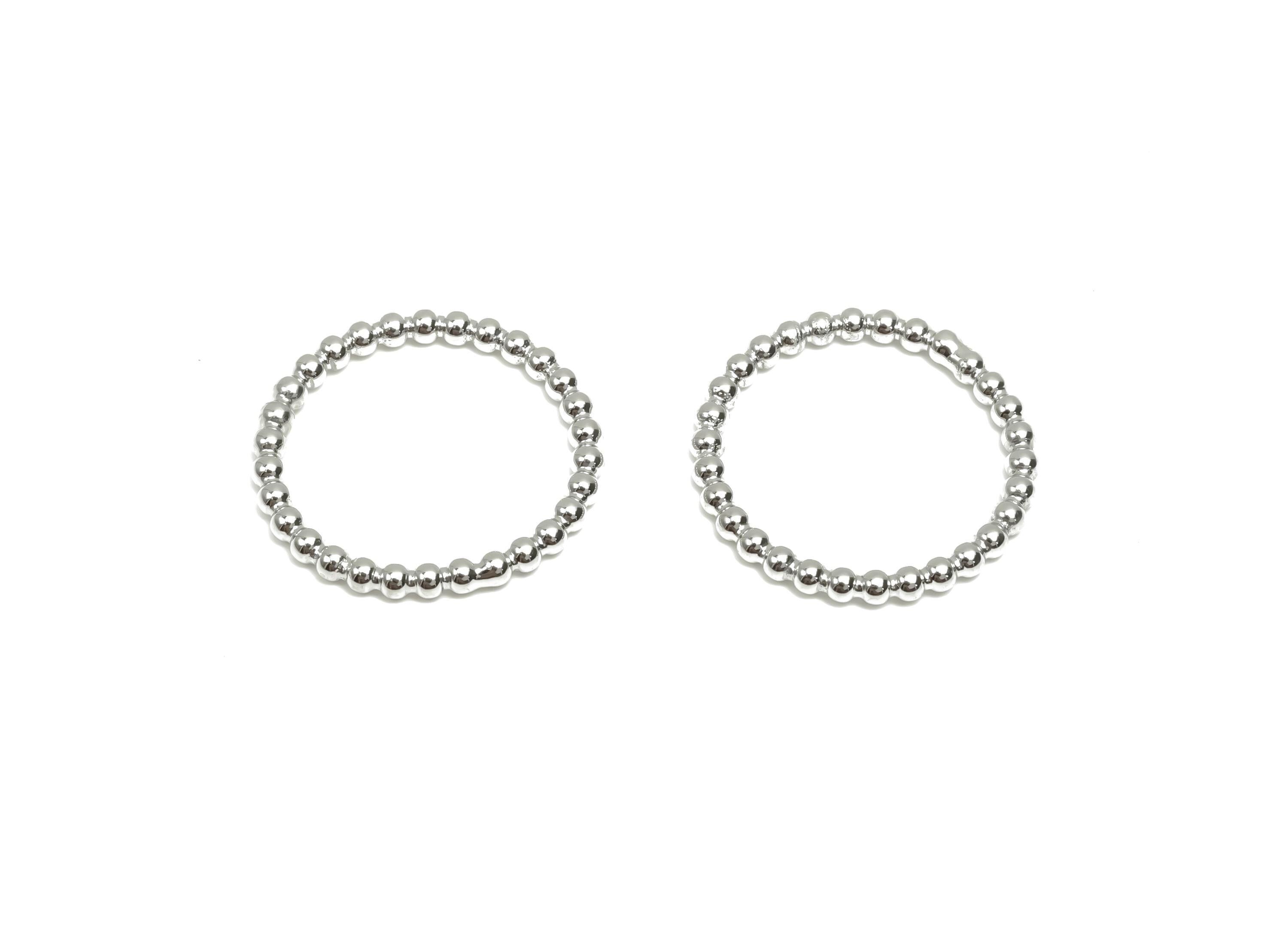 15mm Ball Wire Chian Ring - Dainty Beaded Band - Brass Solid Thin Ring - Beaded Ring - 18K Real White Gold Plating - 19x19x1.73mm - RGP8081 - DOMEDBAZAAR
