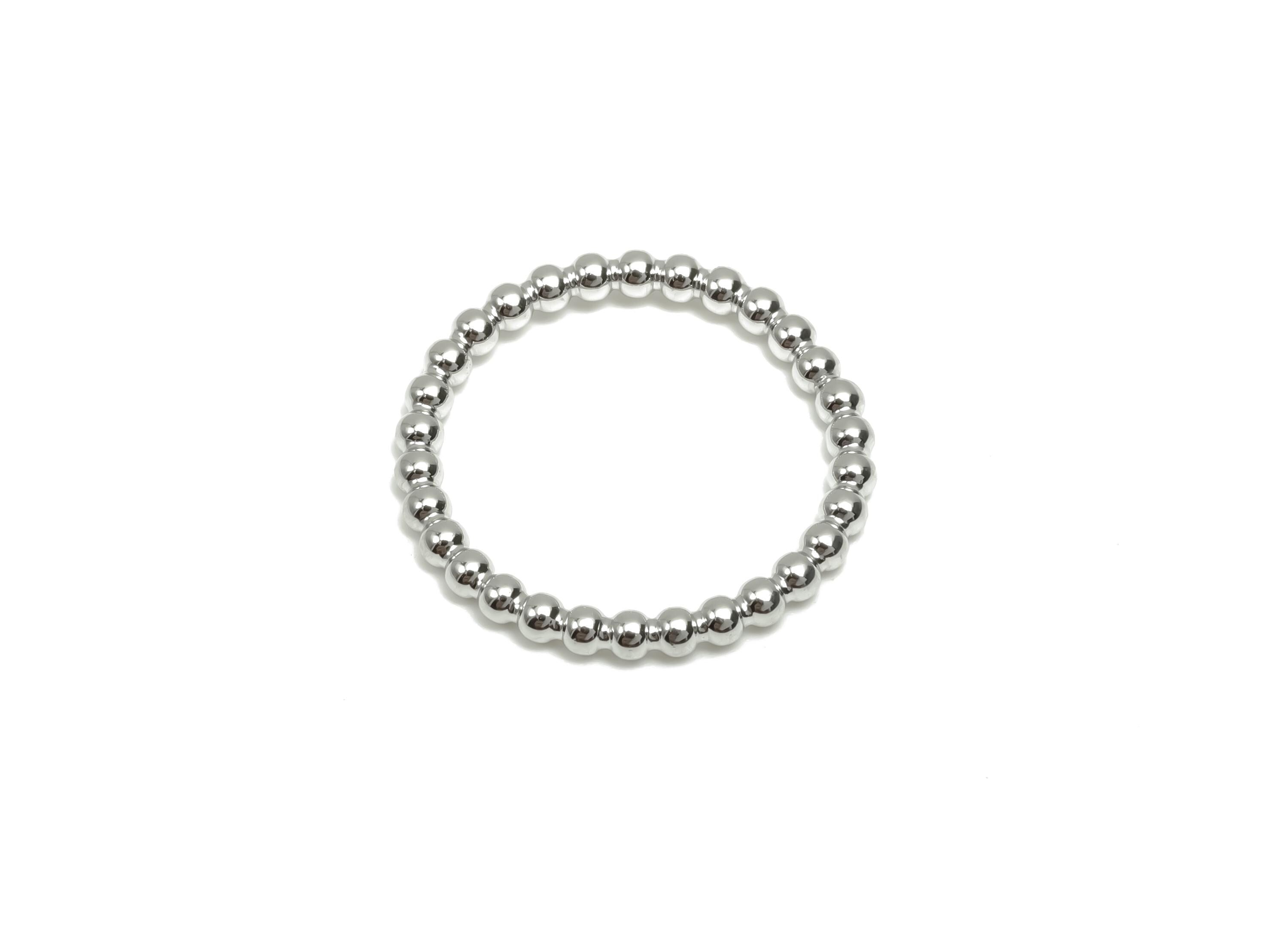 15mm Ball Wire Chian Ring - Dainty Beaded Band - Brass Solid Thin Ring - Beaded Ring - 18K Real White Gold Plating - 19x19x1.73mm - RGP8081 - DOMEDBAZAAR