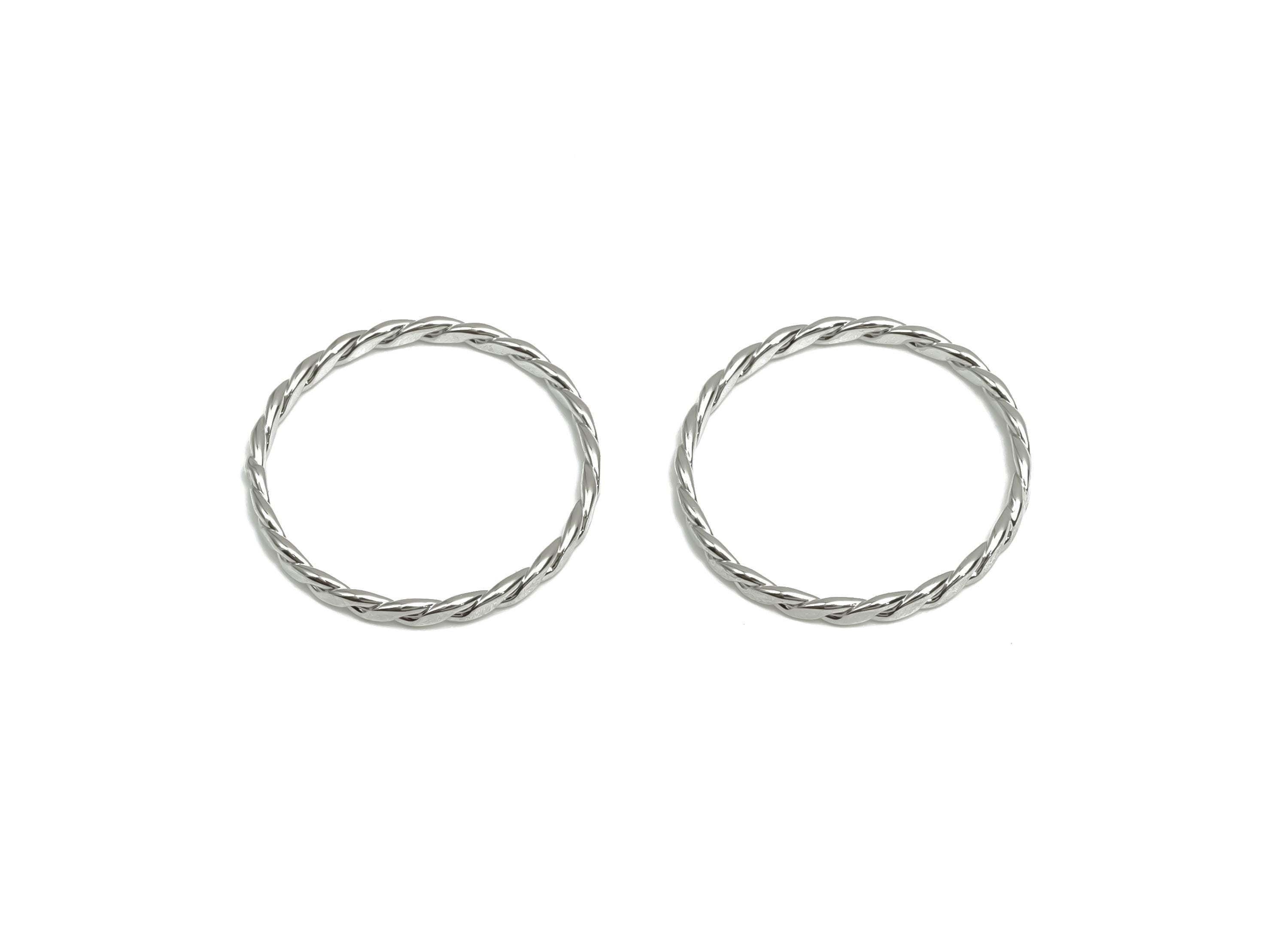 Hammered Twisted Chian Ring - Ring Settings - Brass Chain Rings - Rope Chian Rope Rings - 18K Real White Gold Plating - 20x20x1mm - RGP8077 - DOMEDBAZAAR