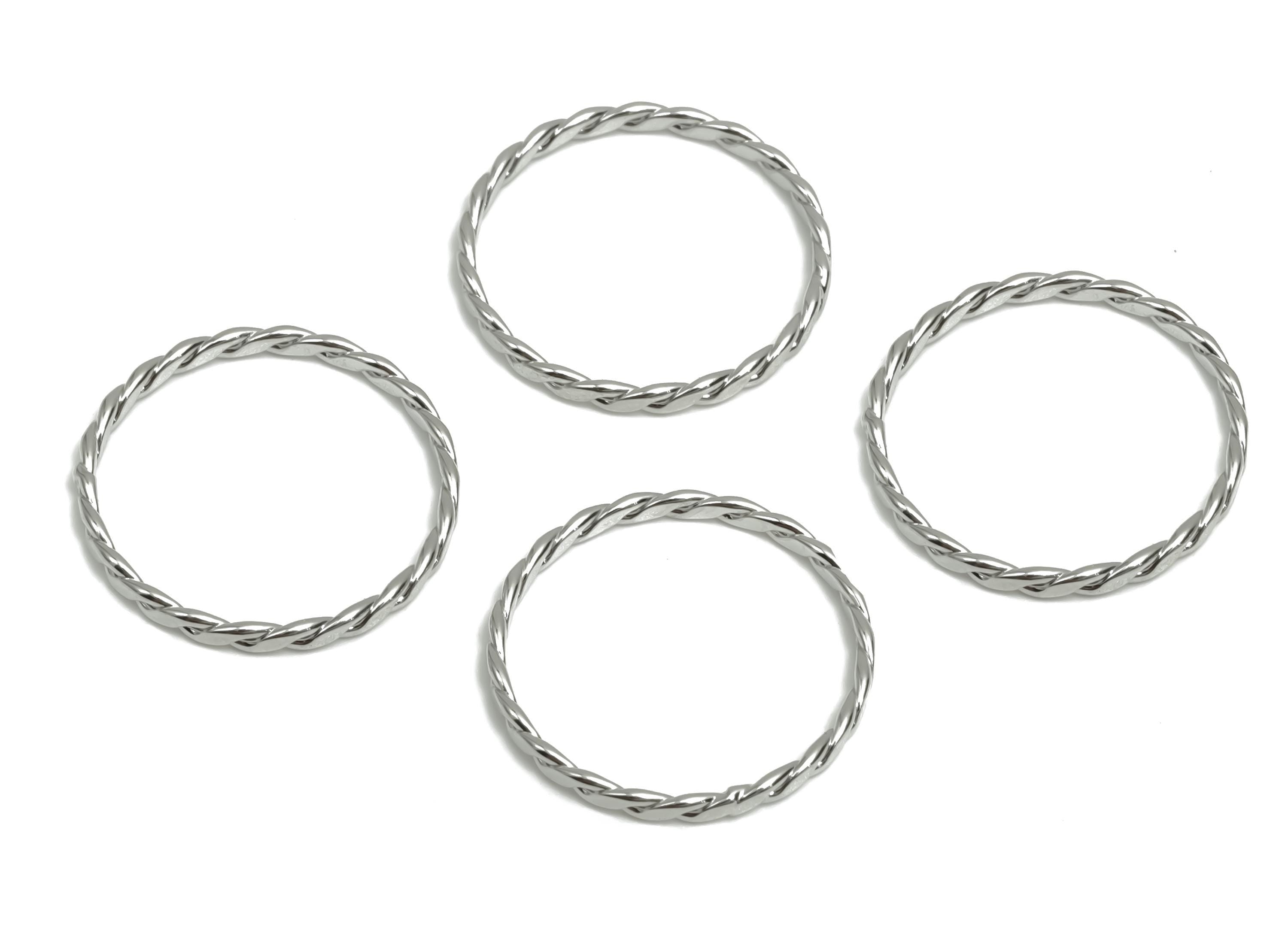 Hammered Twisted Chian Ring - Ring Settings - Brass Chain Rings - Rope Chian Rope Rings - 18K Real White Gold Plating - 20x20x1mm - RGP8077 - DOMEDBAZAAR