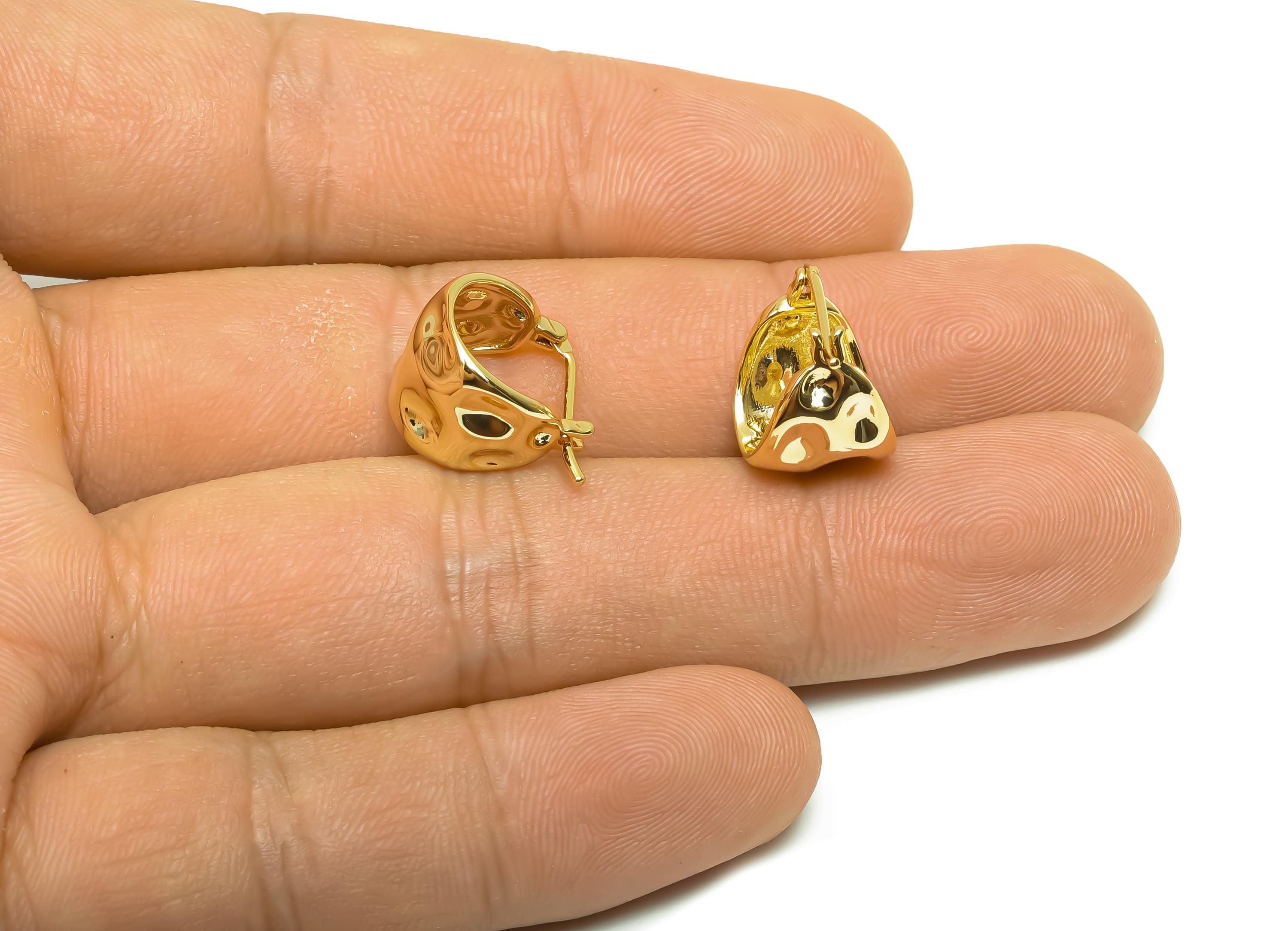 Brass Hoop Earring - Brass Wide Hinged Back Earring - Brass Uneven Hoop Oval Earring  - 18K Real Gold Plating - 8x4.28x1.82mm - RGP8324 - DOMEDBAZAAR