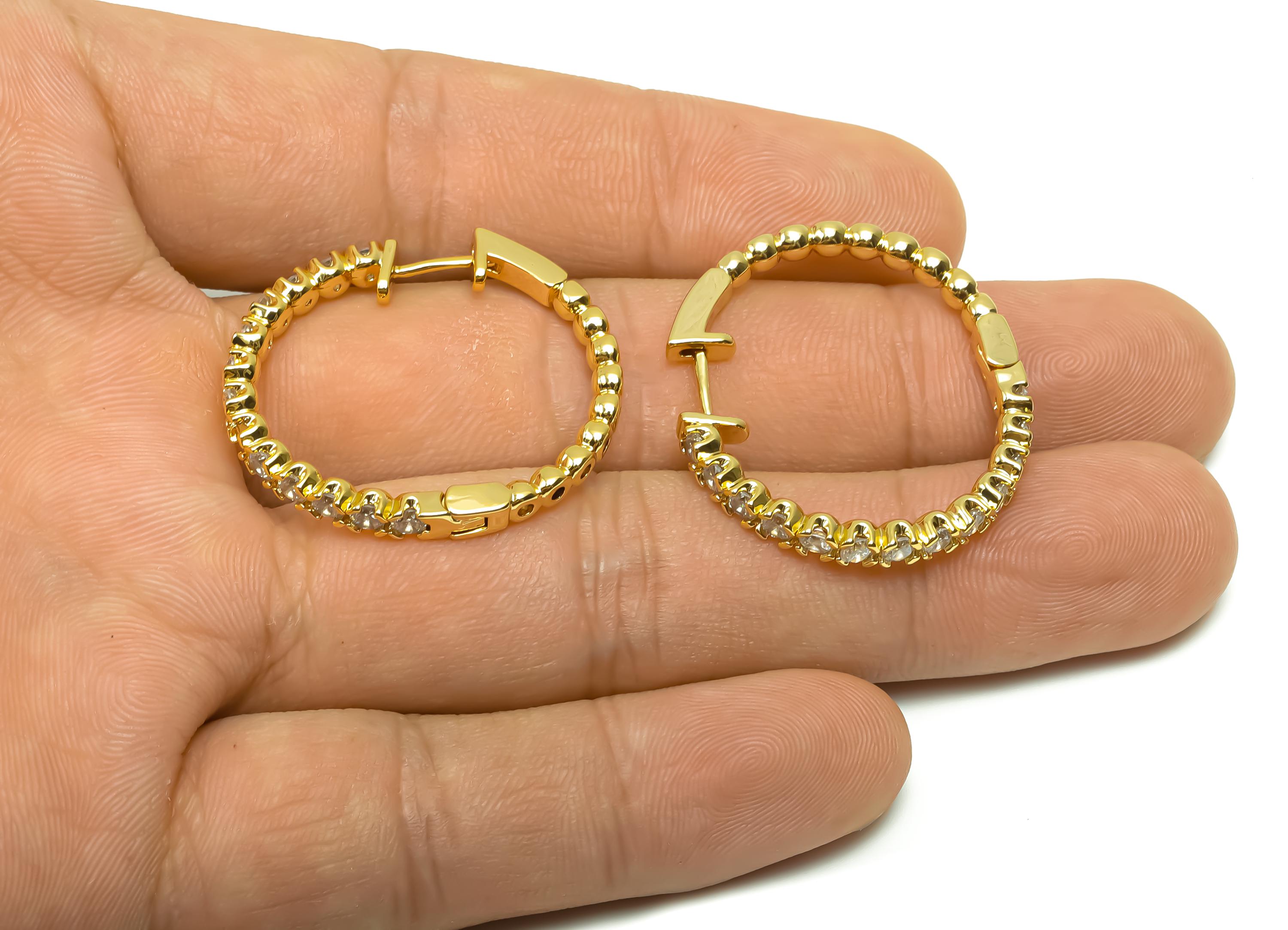 Brass CZ Hoop Earring - Brass Round Huggie Hoop Earring - Cubic Zircon Clasp Hoop Earring - 18K Real Gold Plating - 27x30x3mm- RGP8323 - DOMEDBAZAAR