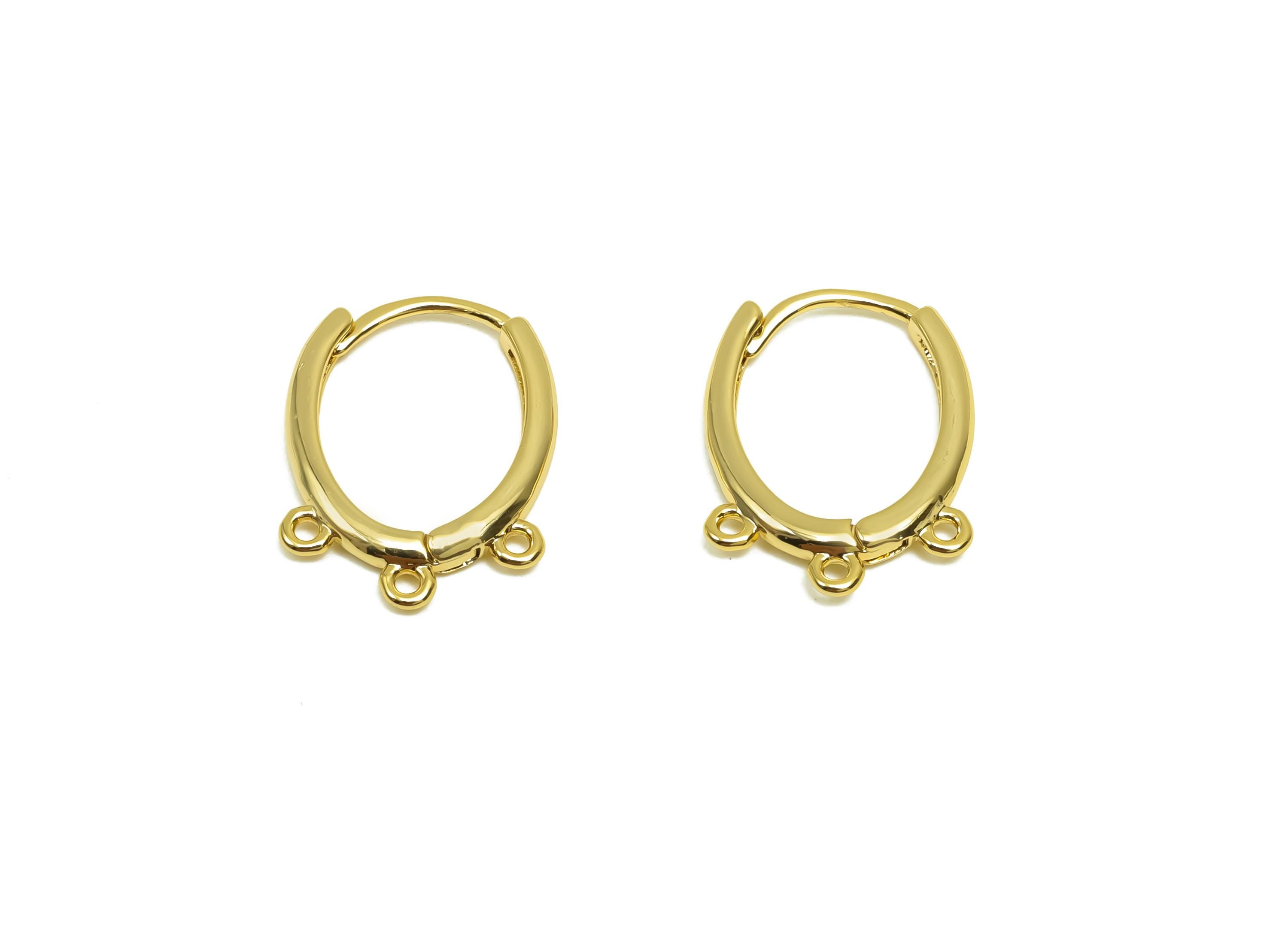 Brass  Hoop Earring - Brass Huggie Hoop Earring With Loop - Oval Clasp Earring For Tassel - 18K Real Gold Plating - 16.41x12x1mm -RGP8331 - DOMEDBAZAAR