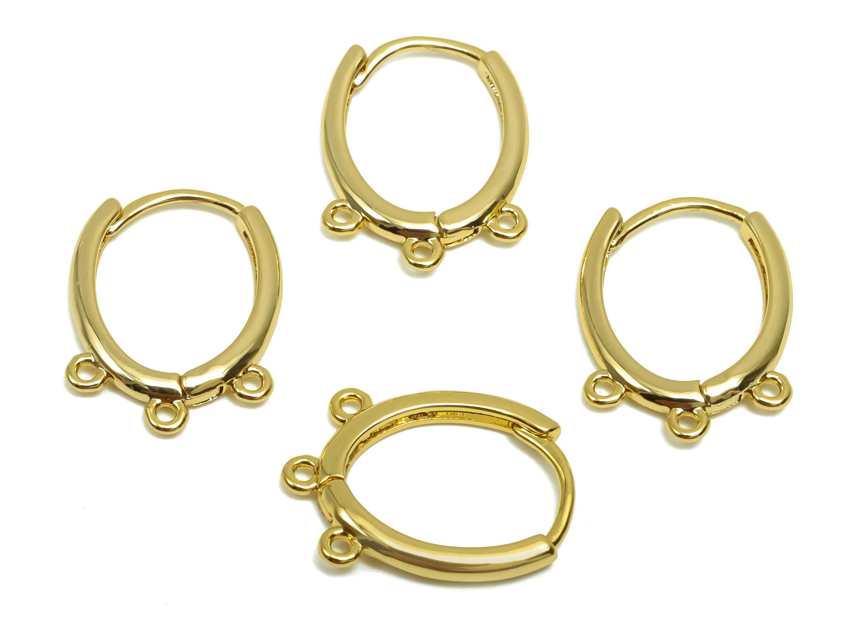 Brass  Hoop Earring - Brass Huggie Hoop Earring With Loop - Oval Clasp Earring For Tassel - 18K Real Gold Plating - 16.41x12x1mm -RGP8331 - DOMEDBAZAAR