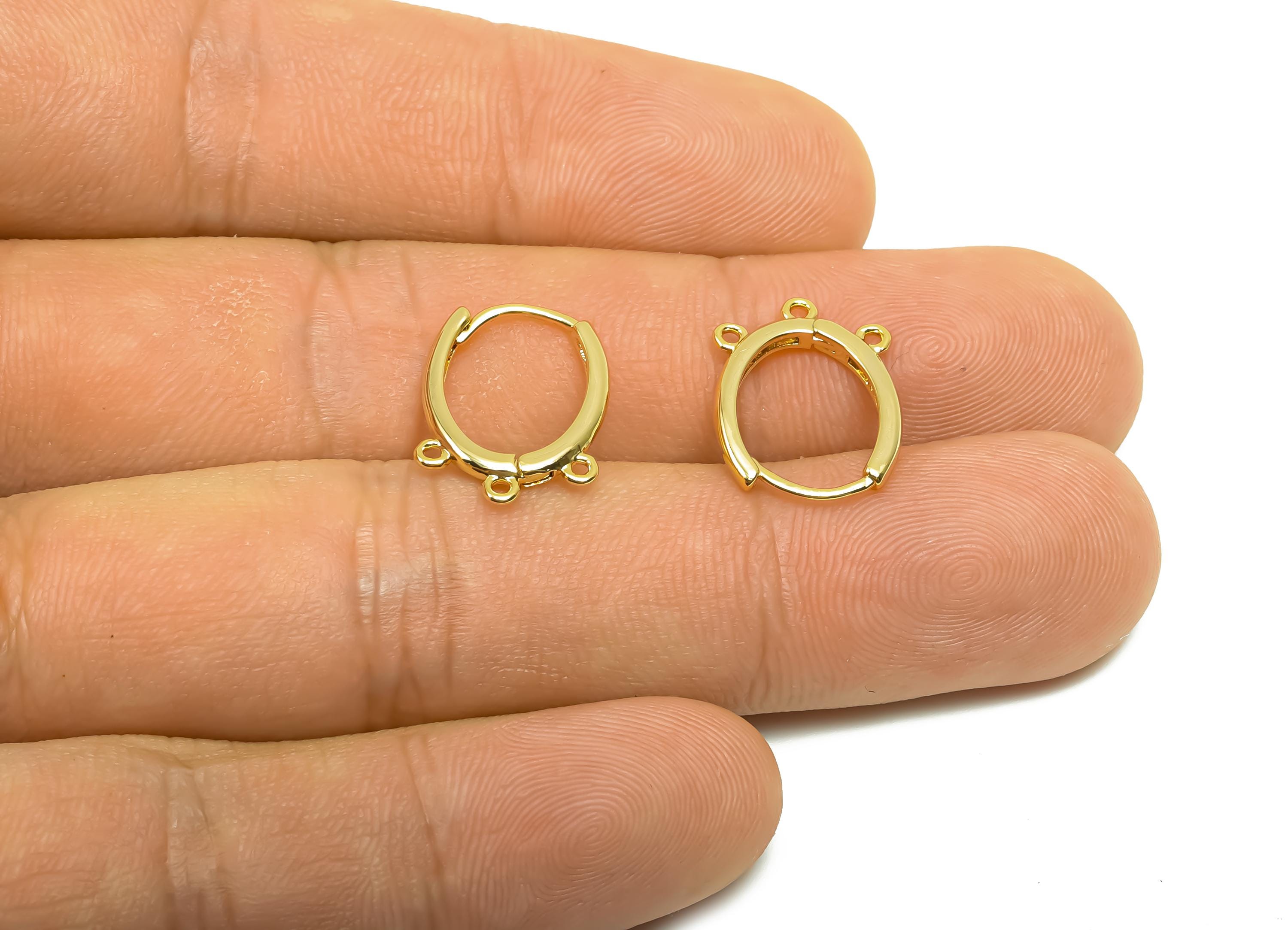 Brass  Hoop Earring - Brass Huggie Hoop Earring With Loop - Oval Clasp Earring For Tassel - 18K Real Gold Plating - 16.41x12x1mm -RGP8331 - DOMEDBAZAAR