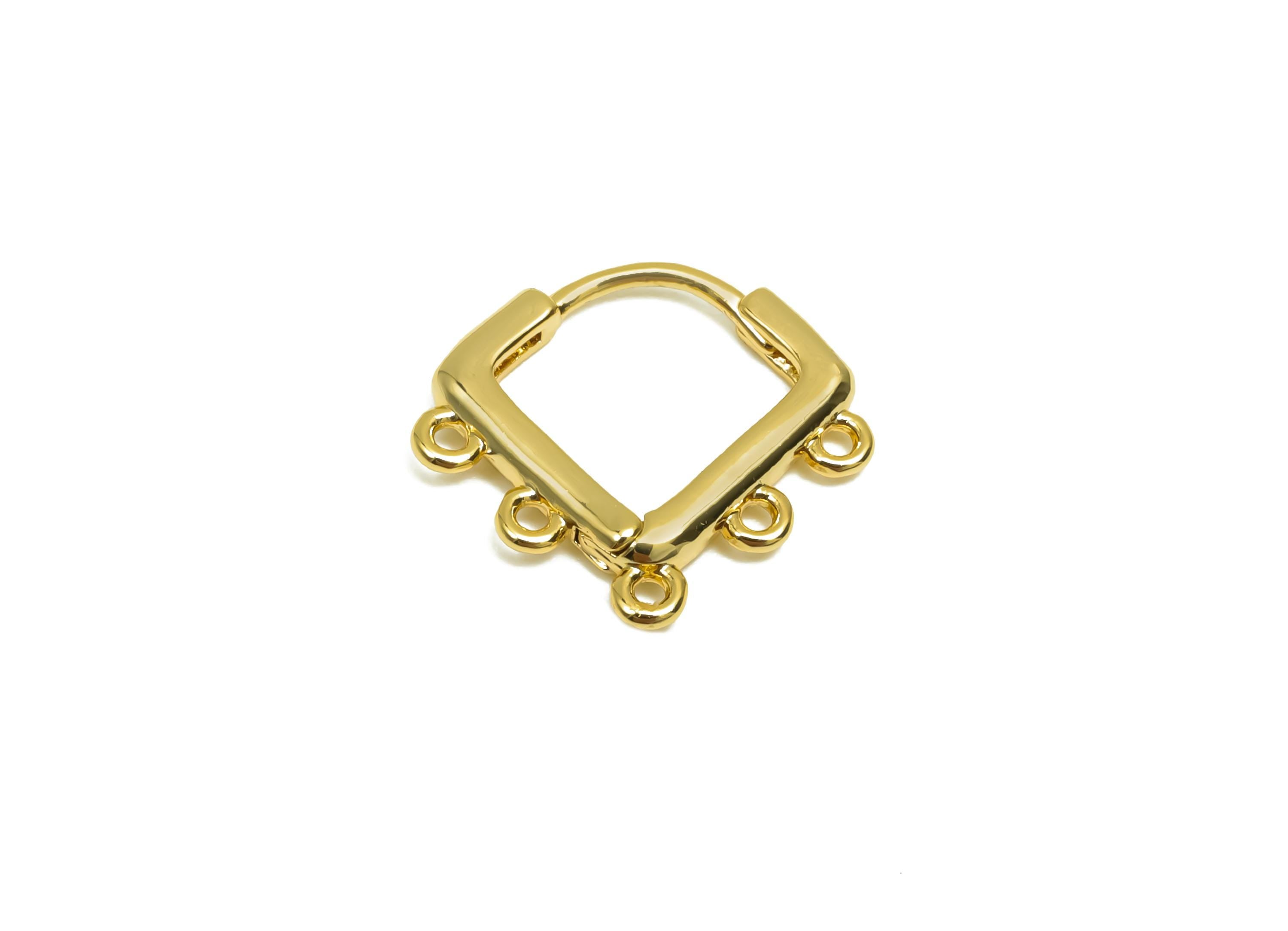Square Huggie Hoop Earring - Brass Earring Clasp With Loop - Brass Hoop Earring For Tassel Chain - 18K Real Gold Plating -14x14.x2mm-RGP8337 - DOMEDBAZAAR
