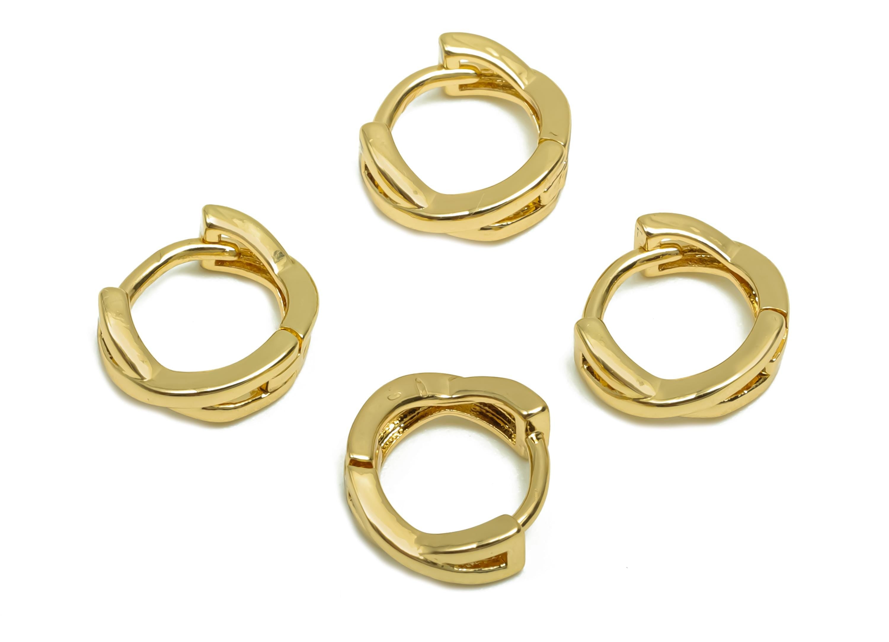 Brass Hoop Earring - Brass Bow Tie Huggie Hoop Earring - Brass Mini Round Hoop Earring - 18K Real Gold Plating - 10.4x9.7x3.5mm - RGP8361 - DOMEDBAZAAR