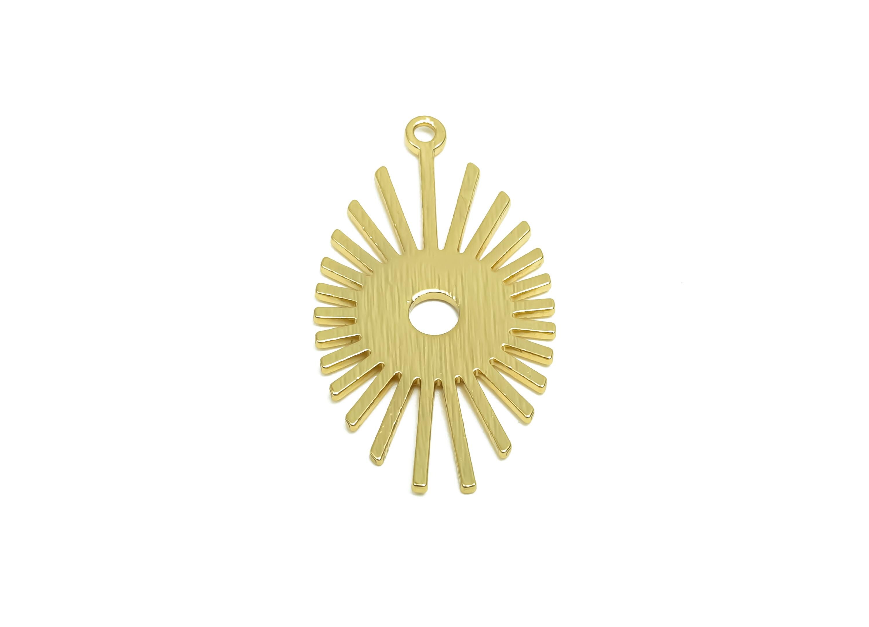 Brass Eye Earring Charm  - Brass Textured Marquise Earring Charm - Brass Textured Pendant - 18K Real Gold Plating - 26.4x14.4x1mm - RGP8344 - DOMEDBAZAAR
