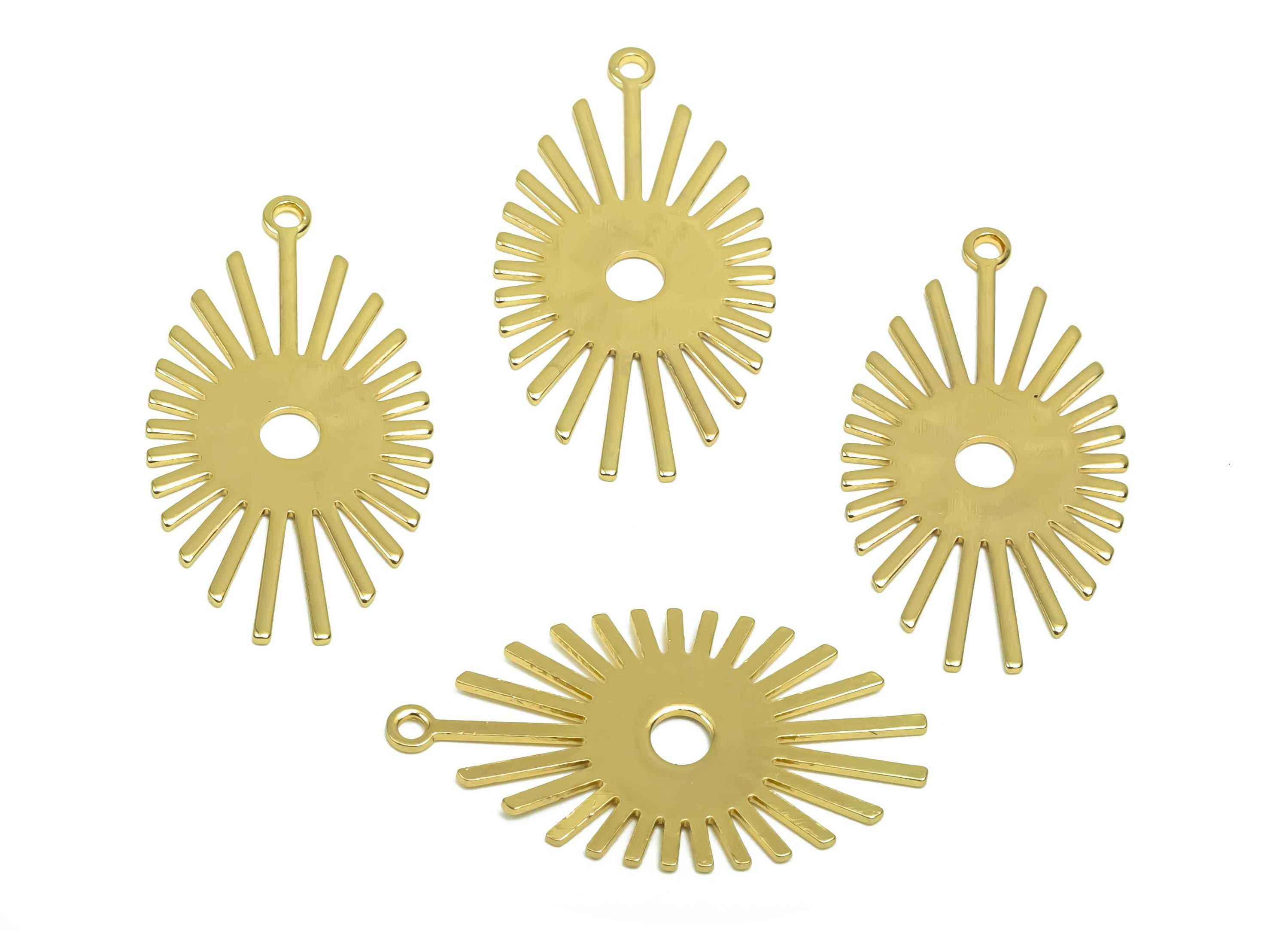 Brass Eye Earring Charm  - Brass Marquise Earring Charm - Brass Pendant With Hole - 18K Real Gold Plating - 26x14.3x0.65mm - RGP8348 - DOMEDBAZAAR