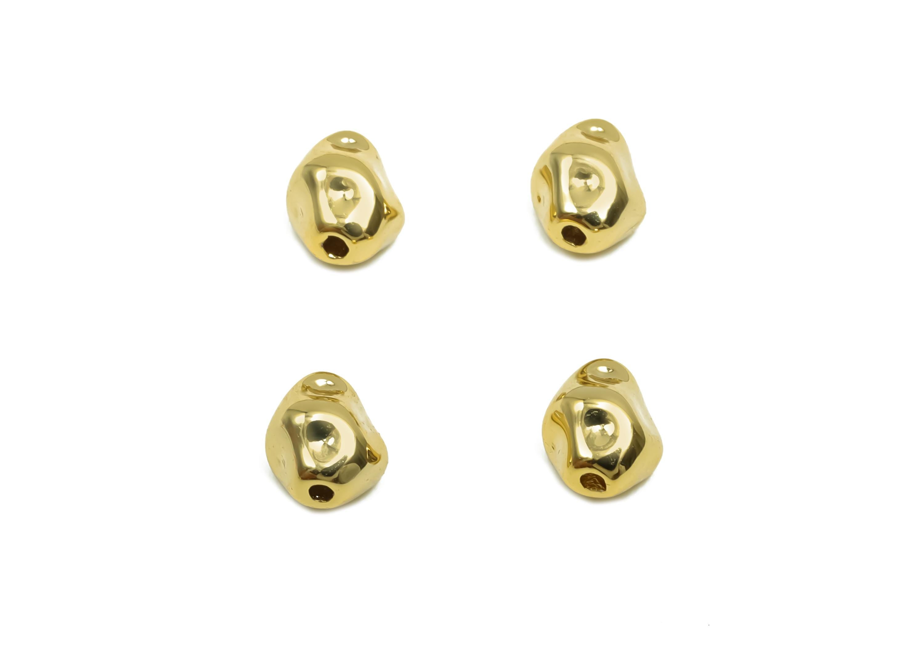 Brass Textured Earring Bead - Brass Irregular Bead Earring Charm - Beads Charm For Bracelet - 18K Real Gold Plating - 6.43x5x4mm - RGP8326 - DOMEDBAZAAR