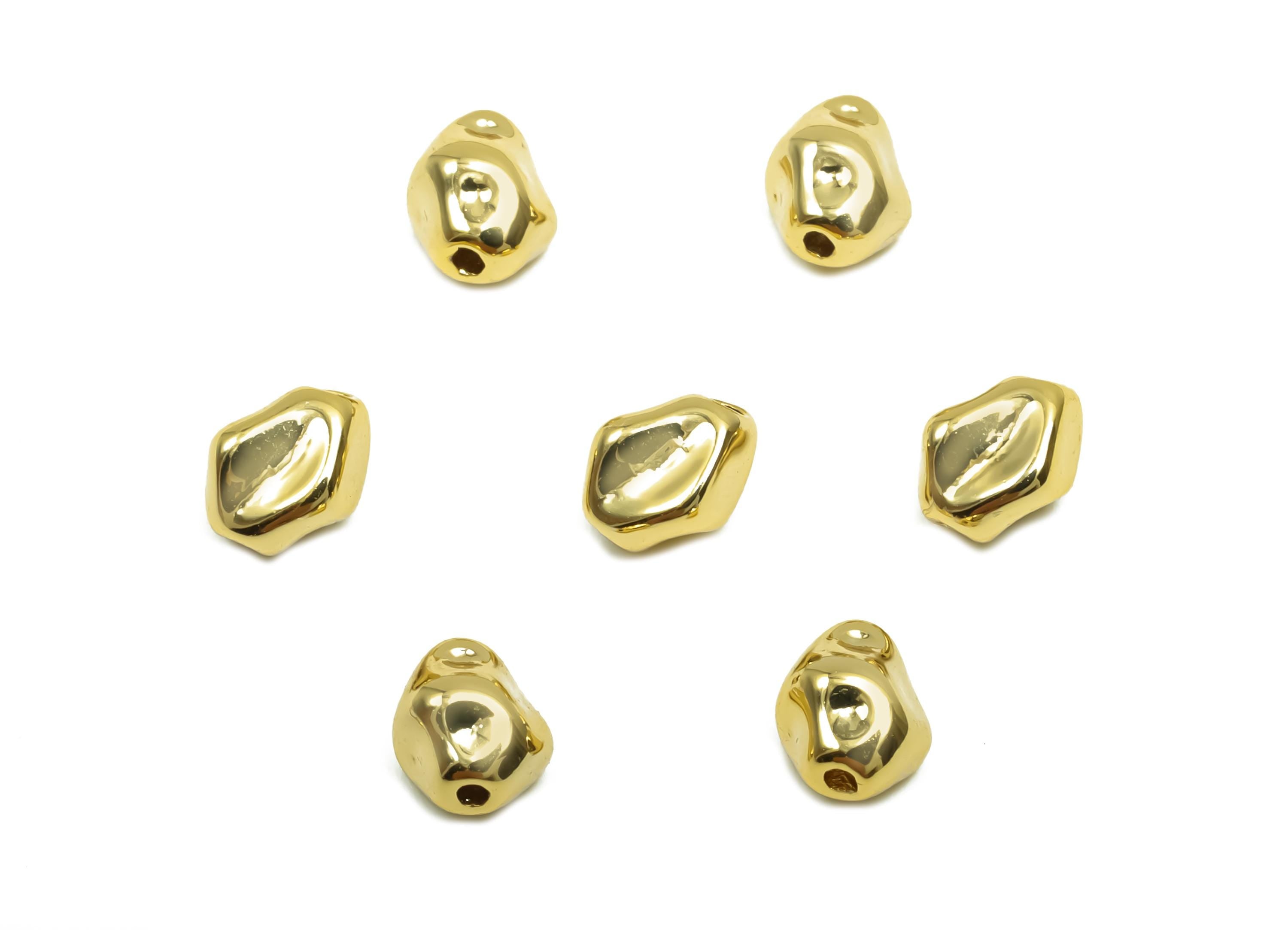 Brass Textured Earring Bead - Brass Irregular Bead Earring Charm - Beads Charm For Bracelet - 18K Real Gold Plating - 6.43x5x4mm - RGP8326 - DOMEDBAZAAR
