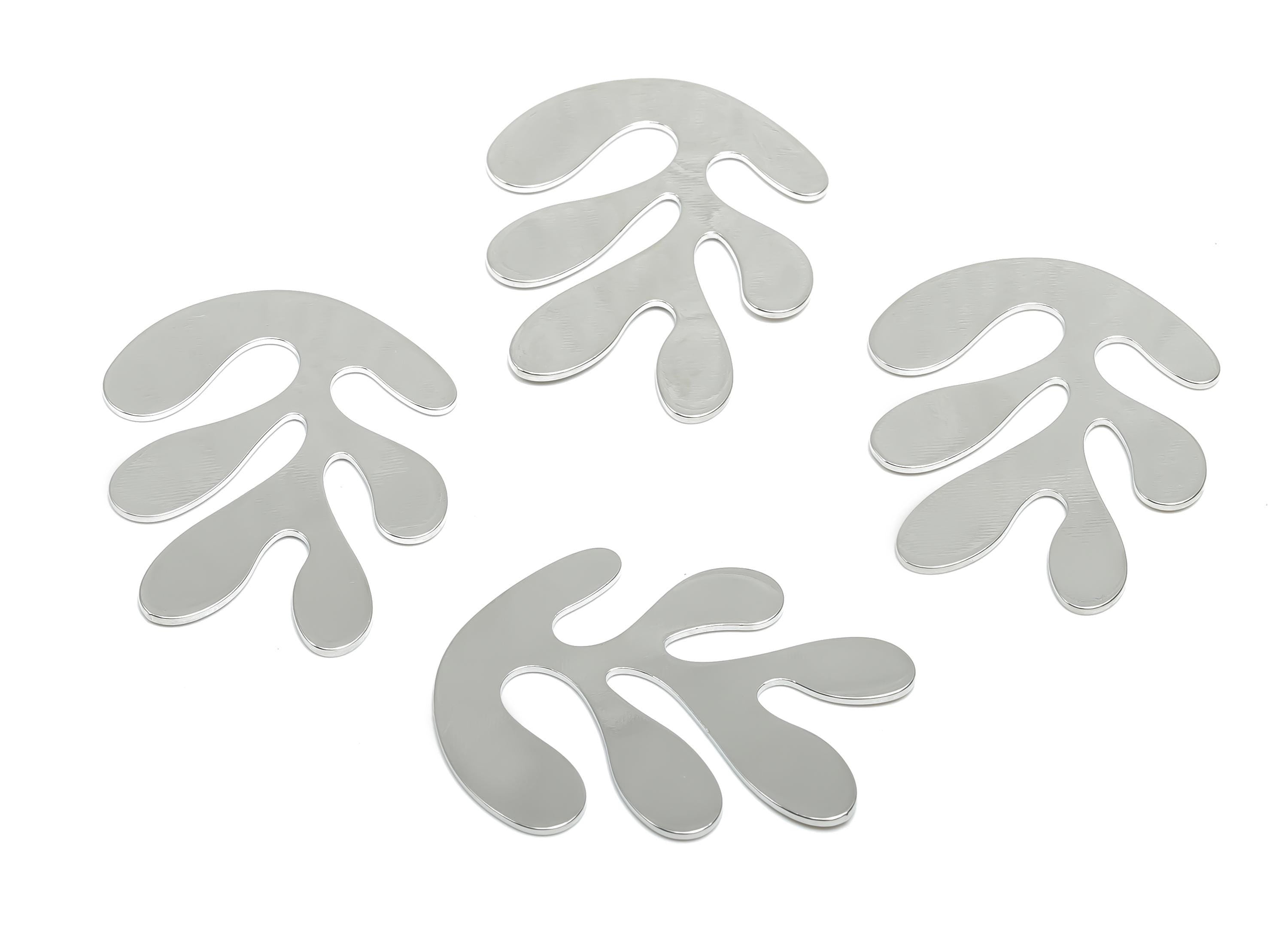 Brass Leaf Earring Charms - Brass Leaf Charm- Brass Botanical Charm - 18K Real White Gold Plating - 38x 30x0.82mm - RGP8349 - DOMEDBAZAAR