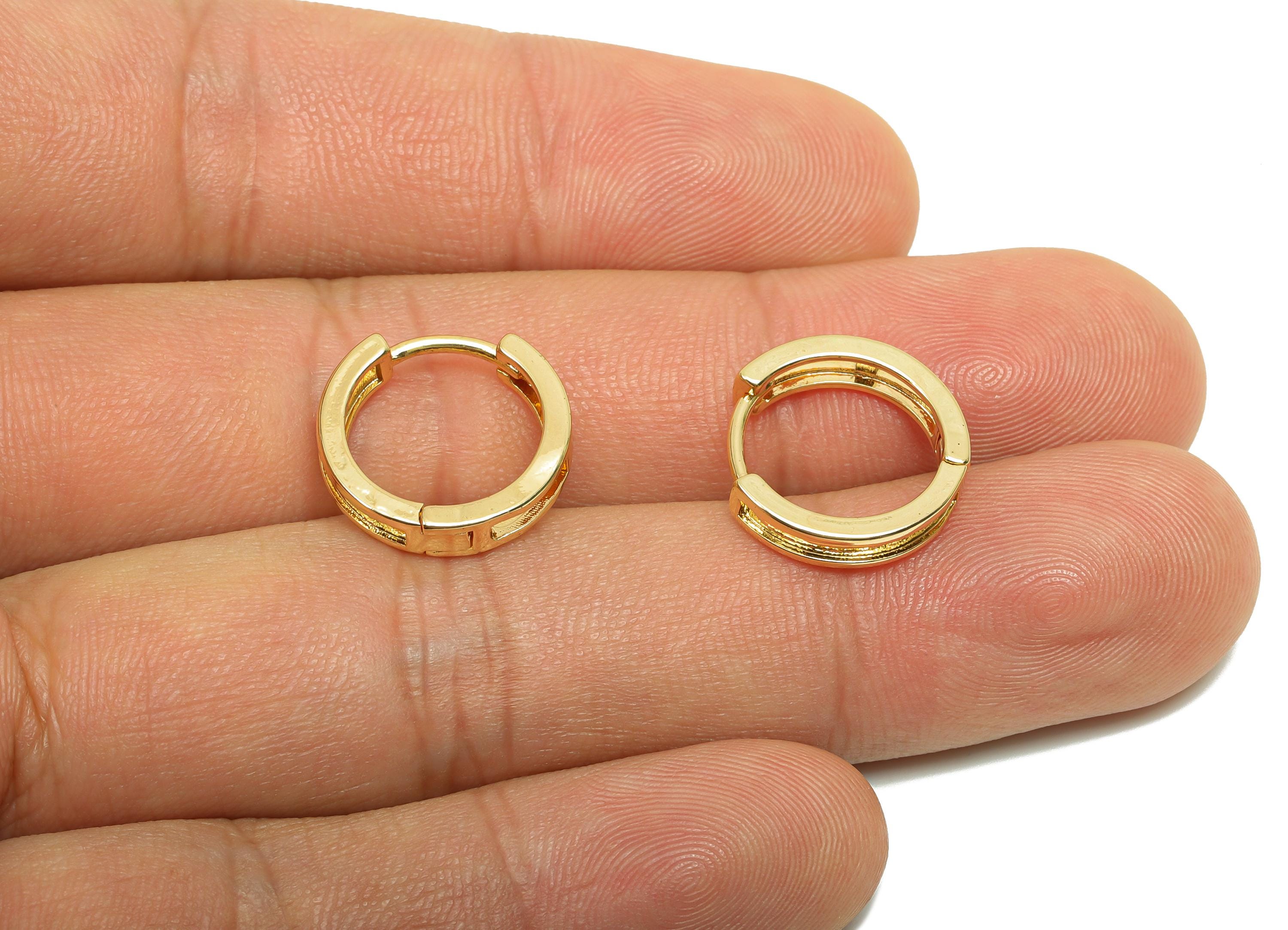 Brass Hoop Earring - Brass Hollow Huggie Hoop Earring - Brass Round Clasp Hoop Earring - 18K Real Gold Plating - 15.8x14.8x3.4mm- RGP8198 - DOMEDBAZAAR