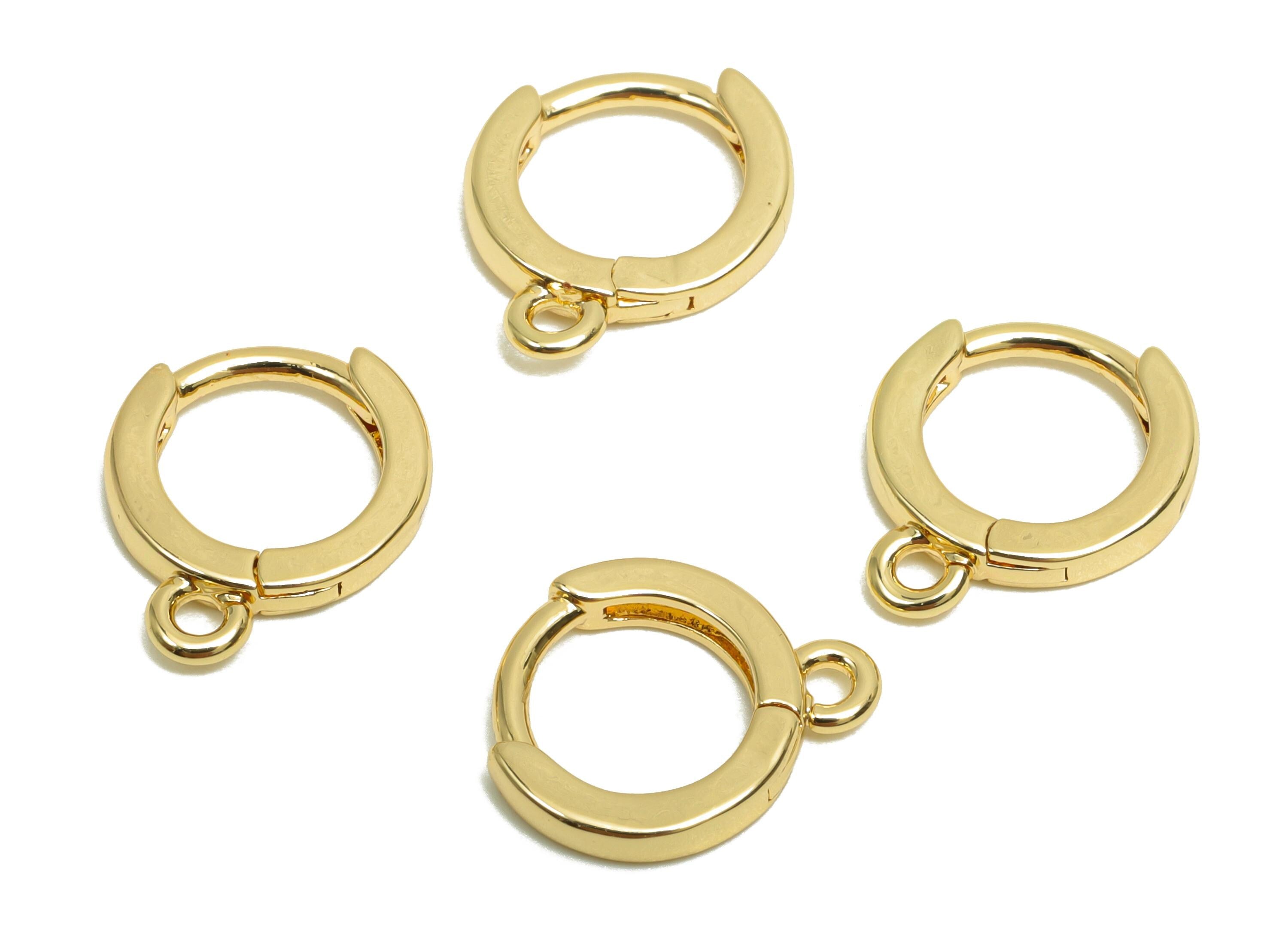 Brass Mini Hoop Earring - Brass Round Huggie Hoop Earring - Brass Hoop Earring With Loop - 18K Real Gold Plating - 12.7x10.2x1mm - RGP8201 - DOMEDBAZAAR