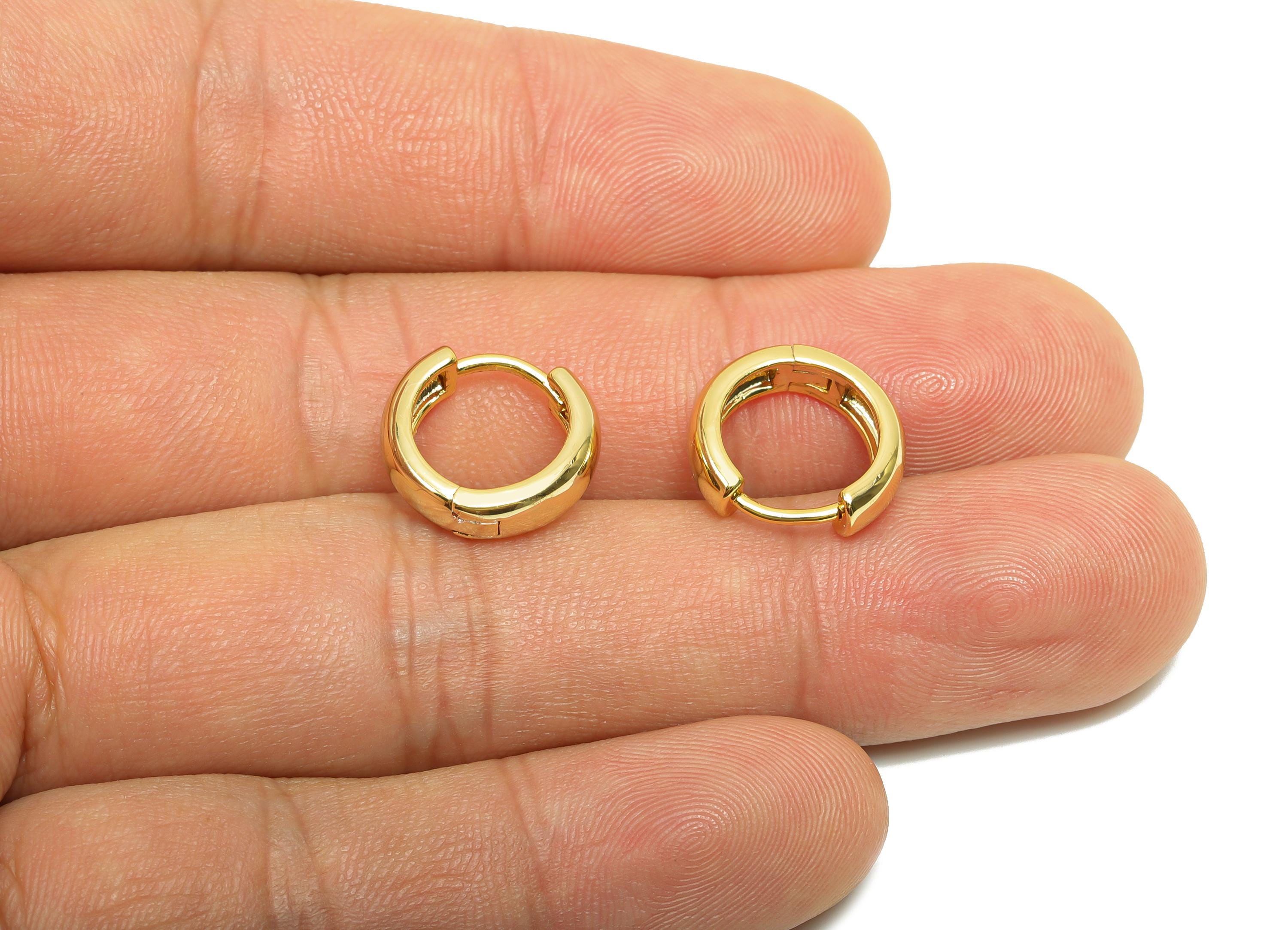 Brass Hoop Earring - Brass Round Huggie Hoop Earring - Brass Thick Clasp Hoop Earring - 18K Real Gold Plating - 13.78x13.13x3.96mm - RGP8208 - DOMEDBAZAAR